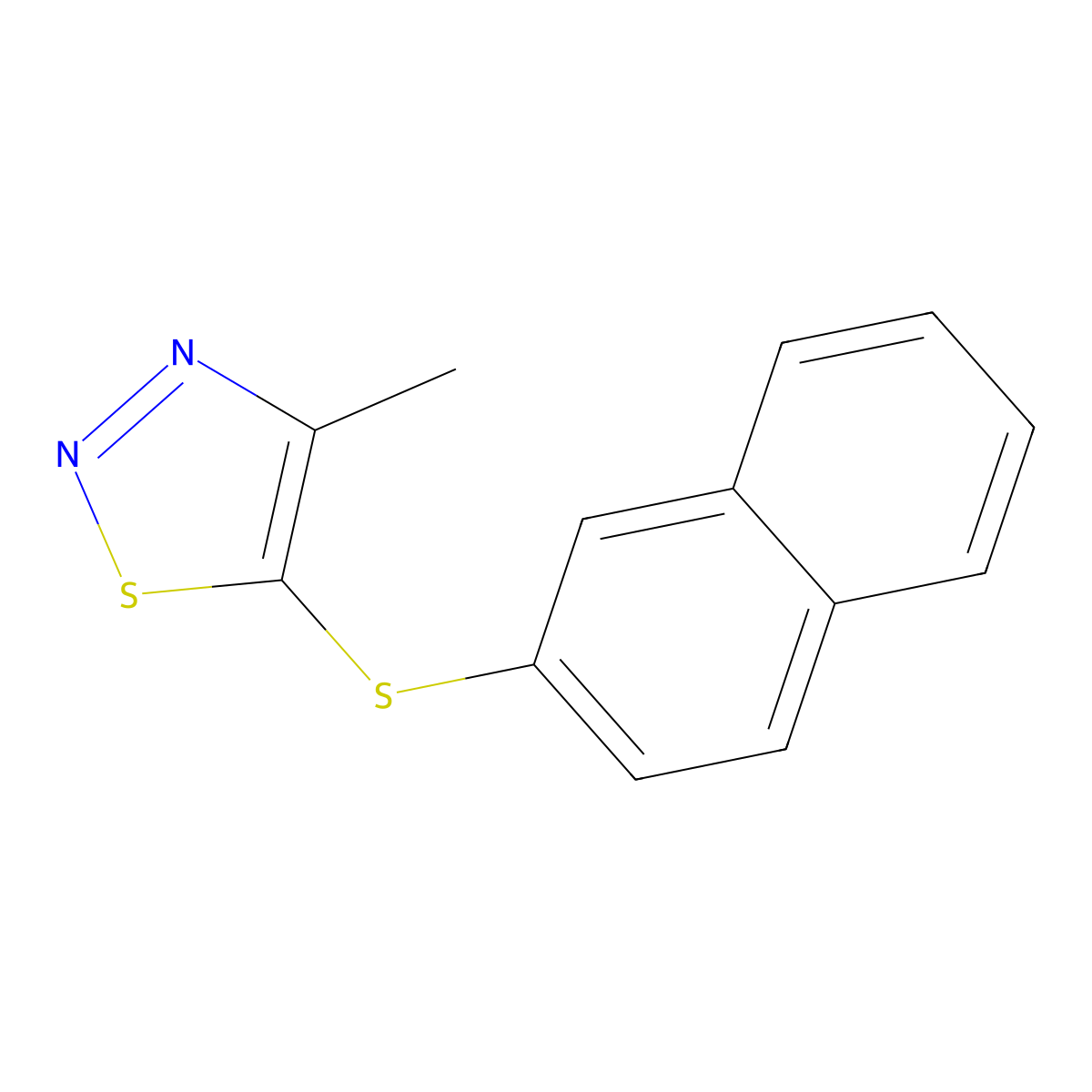4-Methyl-5-(2-naphthylsulfanyl)-1,2,3-thiadiazole molecular structure, CAS 338408-56-3