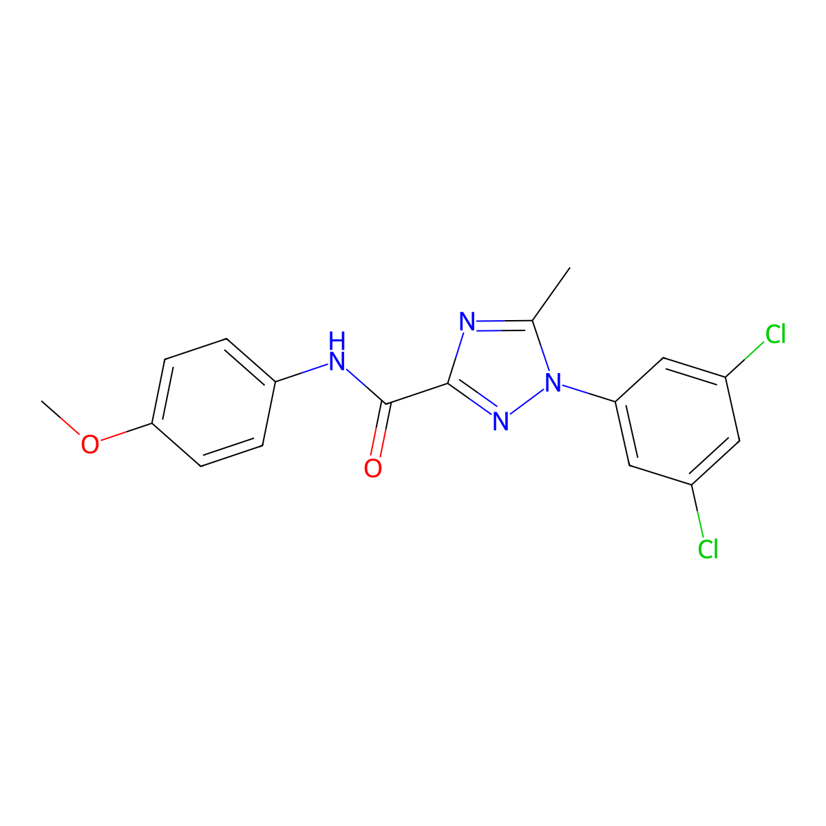 1-(3,5-dichlorophenyl)-N-(4-methoxyphenyl)-5-methyl-1H-1,2,4-triazole-3-carboxamide molecular structure, CAS 338408-57-4