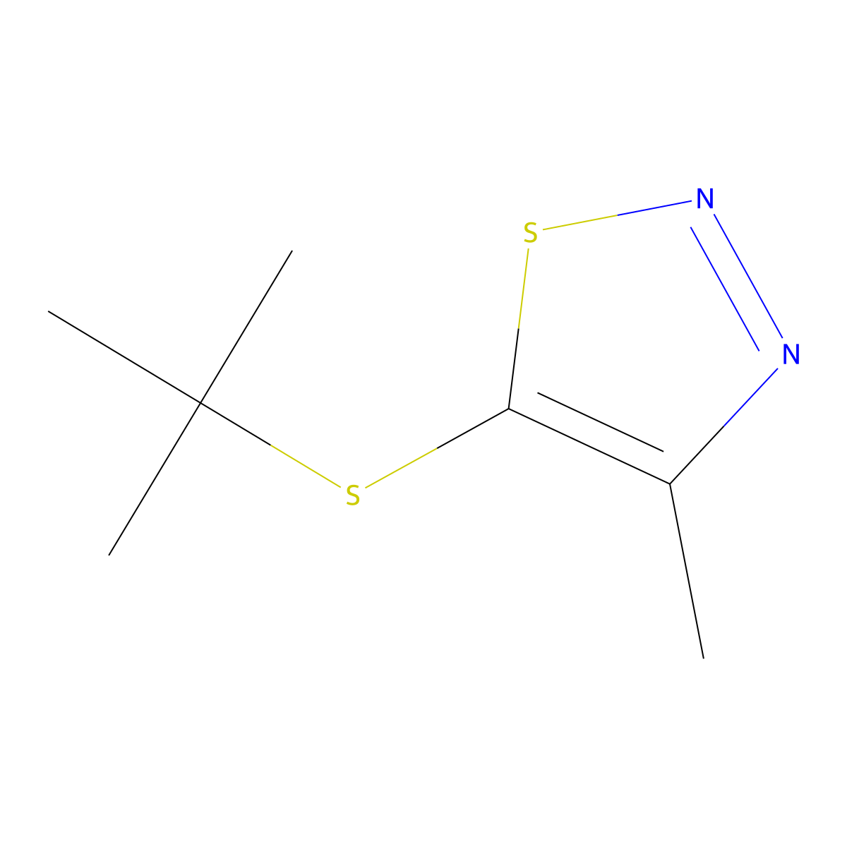5-(Tert-butylsulfanyl)-4-methyl-1,2,3-thiadiazole molecular structure, CAS 338408-58-5