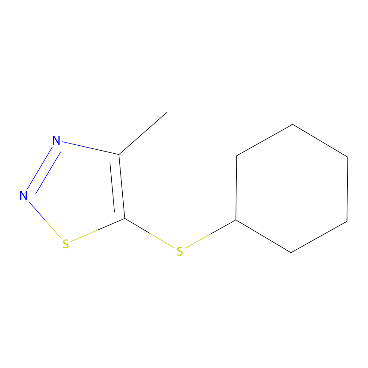 5-(Cyclohexylsulfanyl)-4-methyl-1,2,3-thiadiazole molecular structure, CAS 338408-60-9