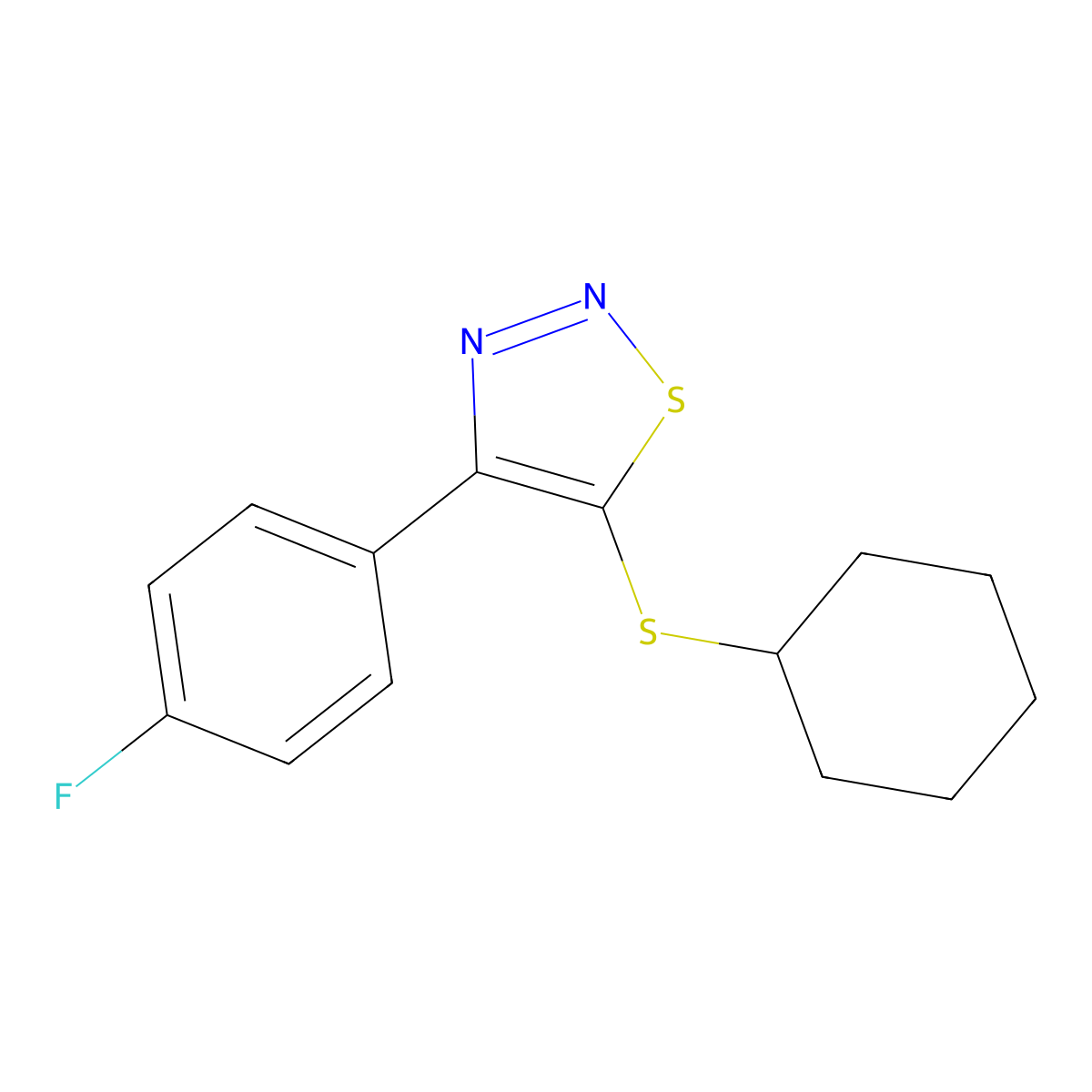 5-(Cyclohexylsulfanyl)-4-(4-fluorophenyl)-1,2,3-thiadiazole molecular structure, CAS 338408-65-4