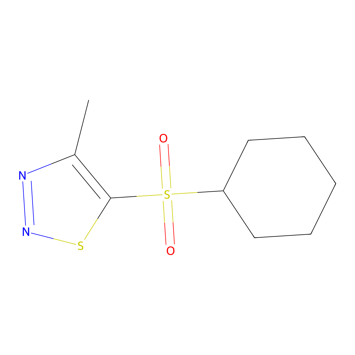 5-(Cyclohexylsulfonyl)-4-methyl-1,2,3-thiadiazole molecular structure, CAS 338408-68-7