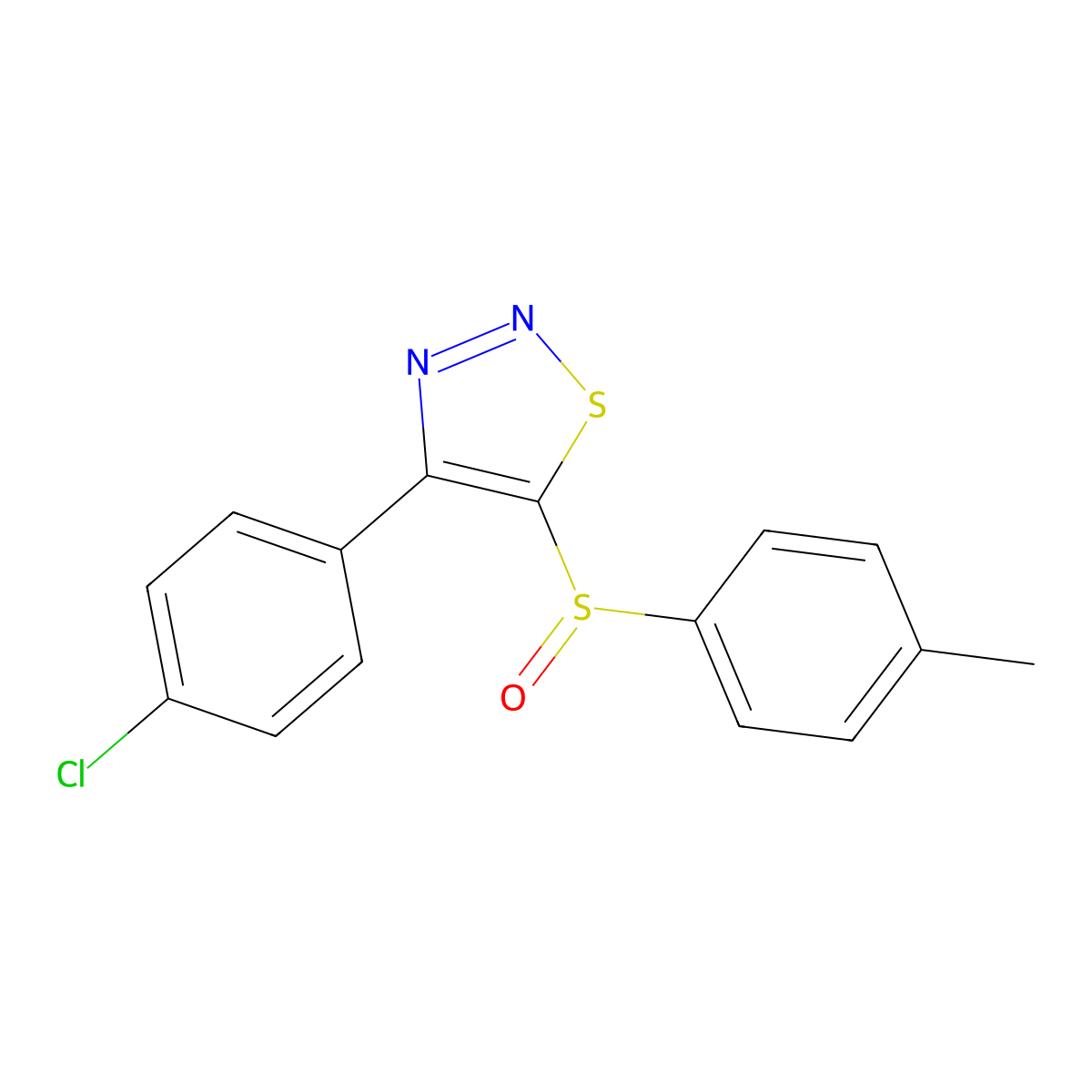 4-(4-Chlorophenyl)-5-[(4-methylphenyl)sulfinyl]-1,2,3-thiadiazole molecular structure, CAS 338408-71-2