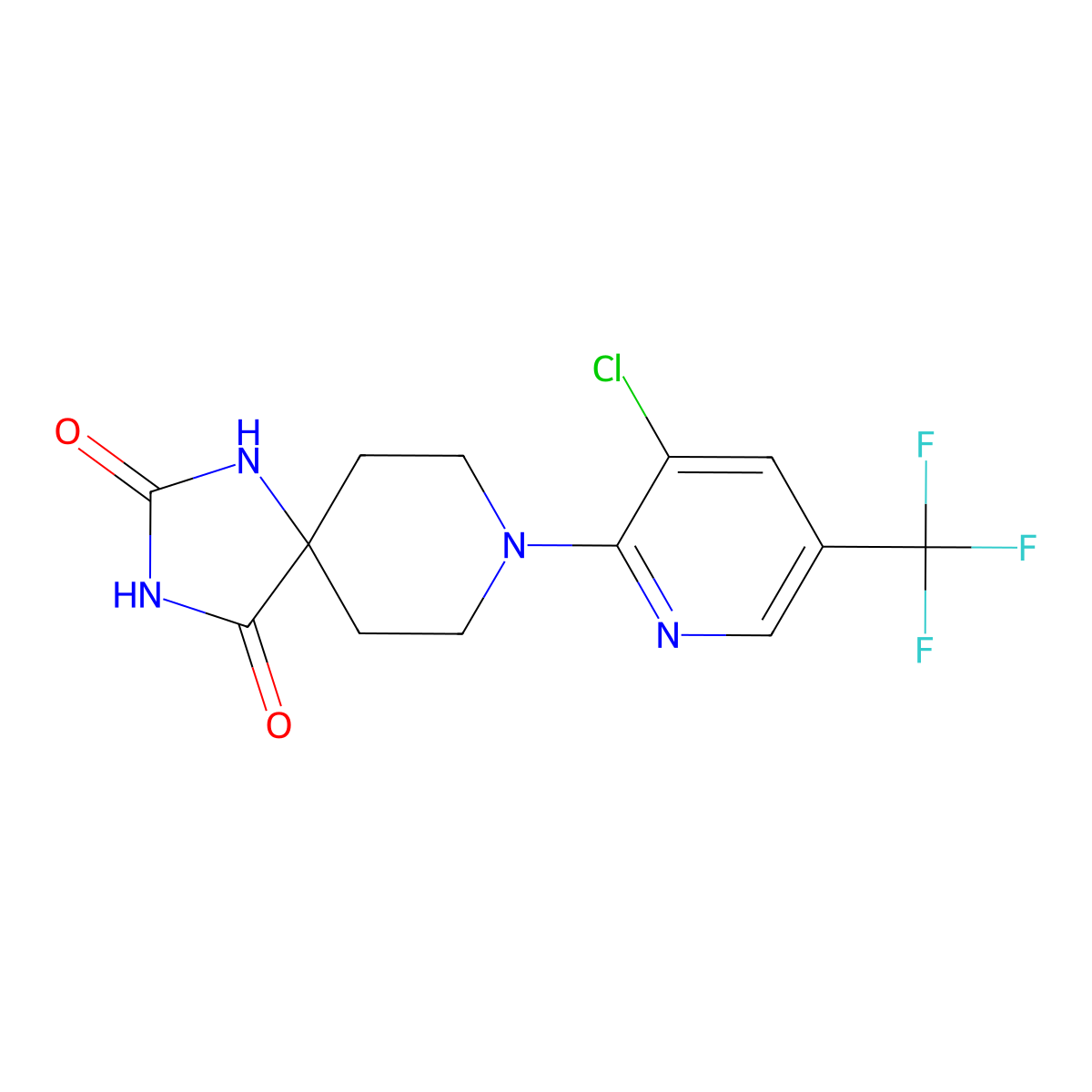 8-[3-Chloro-5-(trifluoromethyl)-2-pyridinyl]-1,3,8-triazaspiro[4.5]decane-2,4-dione molecular structure, CAS 338408-74-5