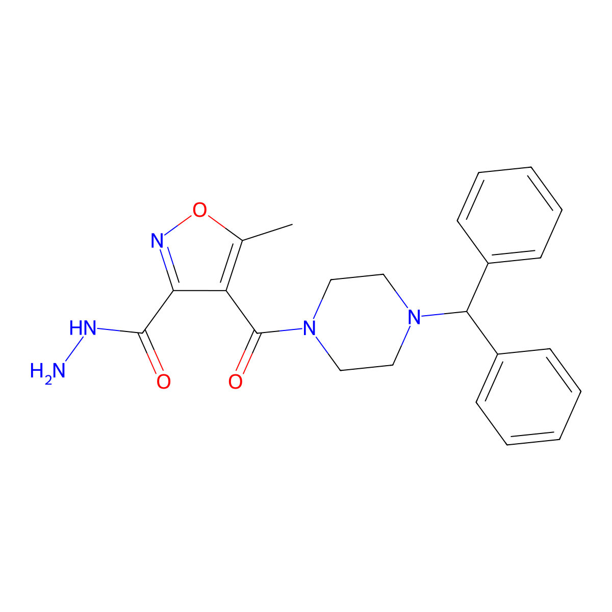 4-[(4-Benzhydrylpiperazino)carbonyl]-5-methyl-3-isoxazolecarbohydrazide molecular structure, CAS 338408-76-7