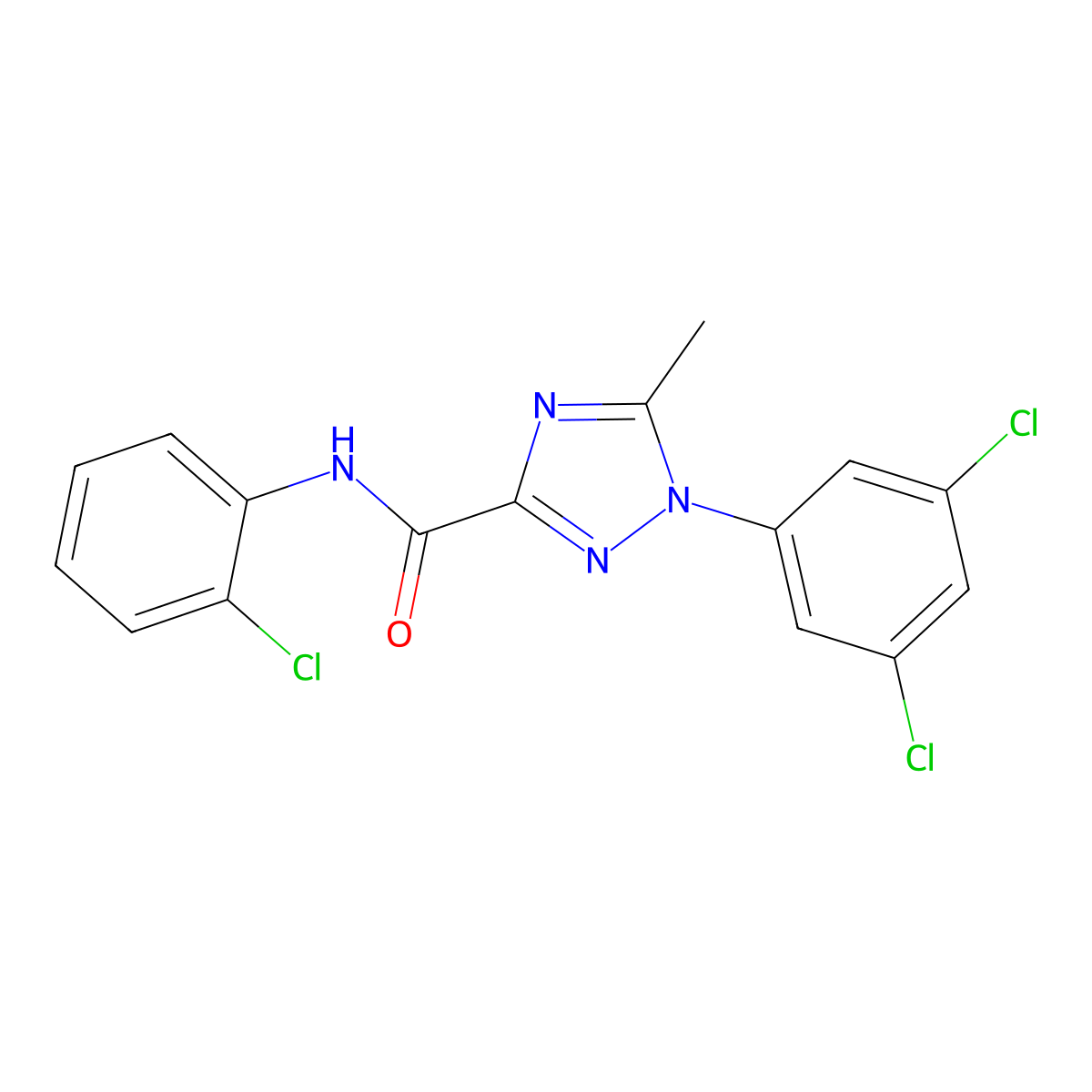 N-(2-chlorophenyl)-1-(3,5-dichlorophenyl)-5-methyl-1H-1,2,4-triazole-3-carboxamide molecular structure, CAS 338408-77-8