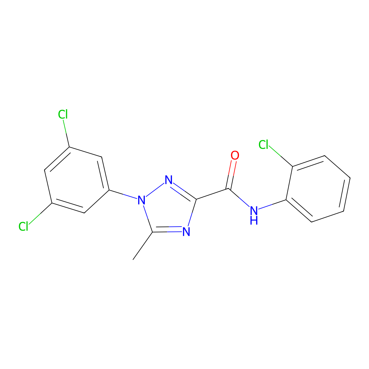 N-(2-chlorophenyl)-1-(3,5-dichlorophenyl)-5-methyl-1H-1,2,4-triazole-3-carboxamide molecular structure, CAS 338408-77-8