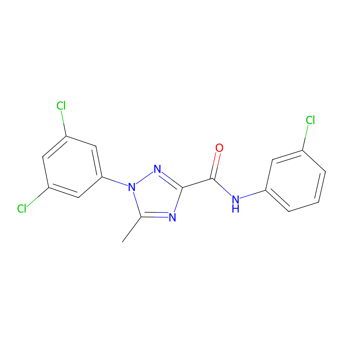 N-(3-chlorophenyl)-1-(3,5-dichlorophenyl)-5-methyl-1H-1,2,4-triazole-3-carboxamide molecular structure, CAS 338408-79-0