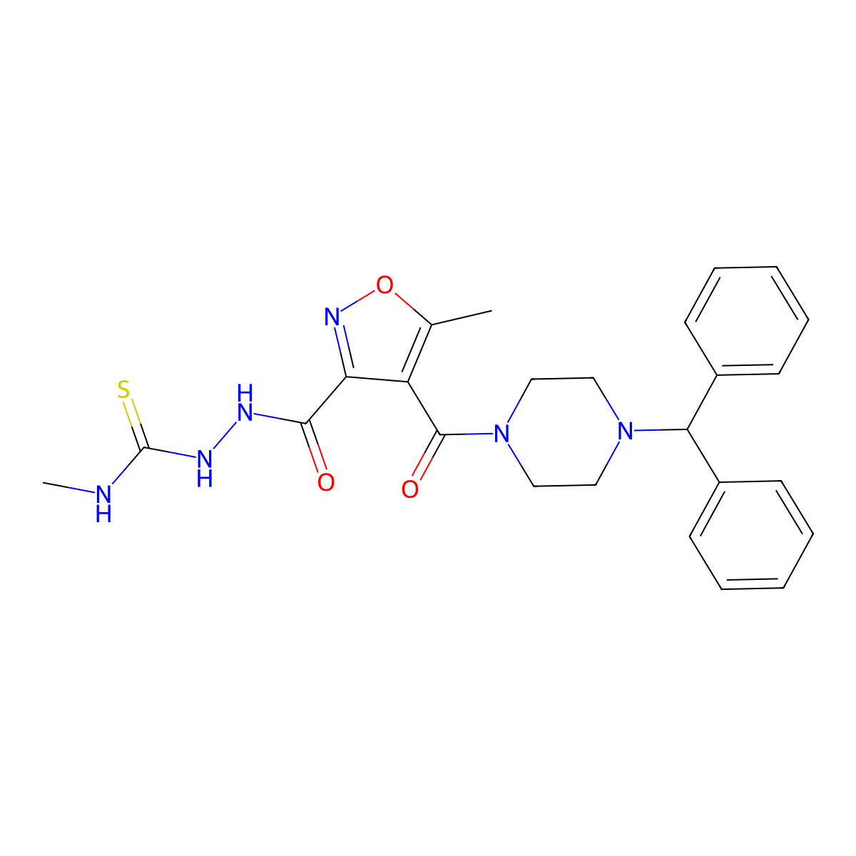 2-({4-[(4-benzhydrylpiperazino)carbonyl]-5-methyl-3-isoxazolyl}carbonyl)-N-methyl-1-hydrazinecarbothioamide molecular structure, CAS 338408-80-3