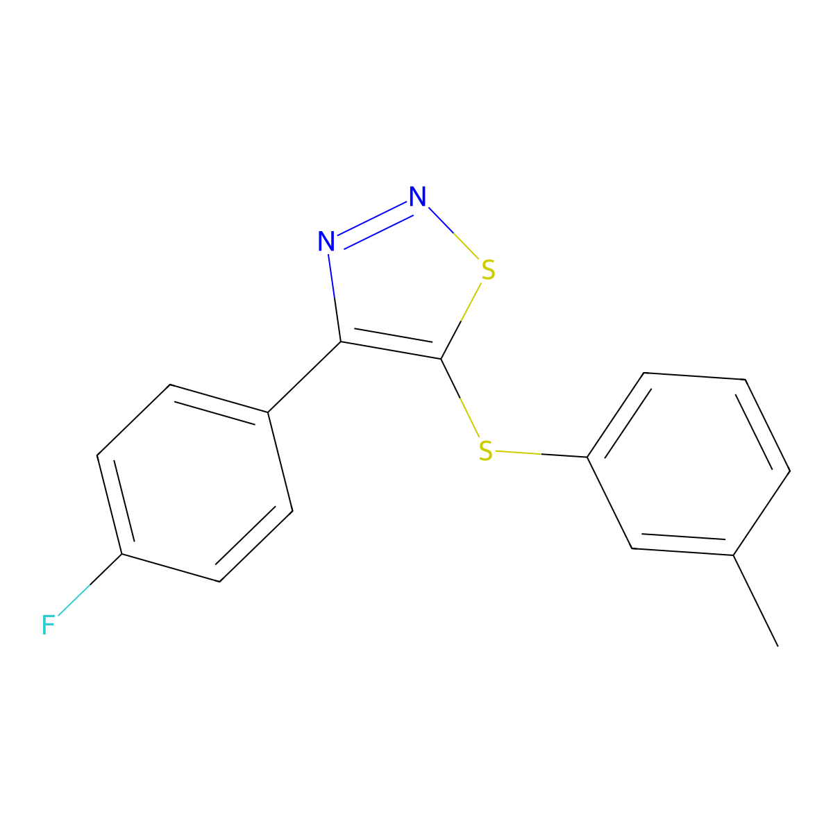 4-(4-Fluorophenyl)-5-[(3-methylphenyl)sulfanyl]-1,2,3-thiadiazole molecular structure, CAS 338408-81-4