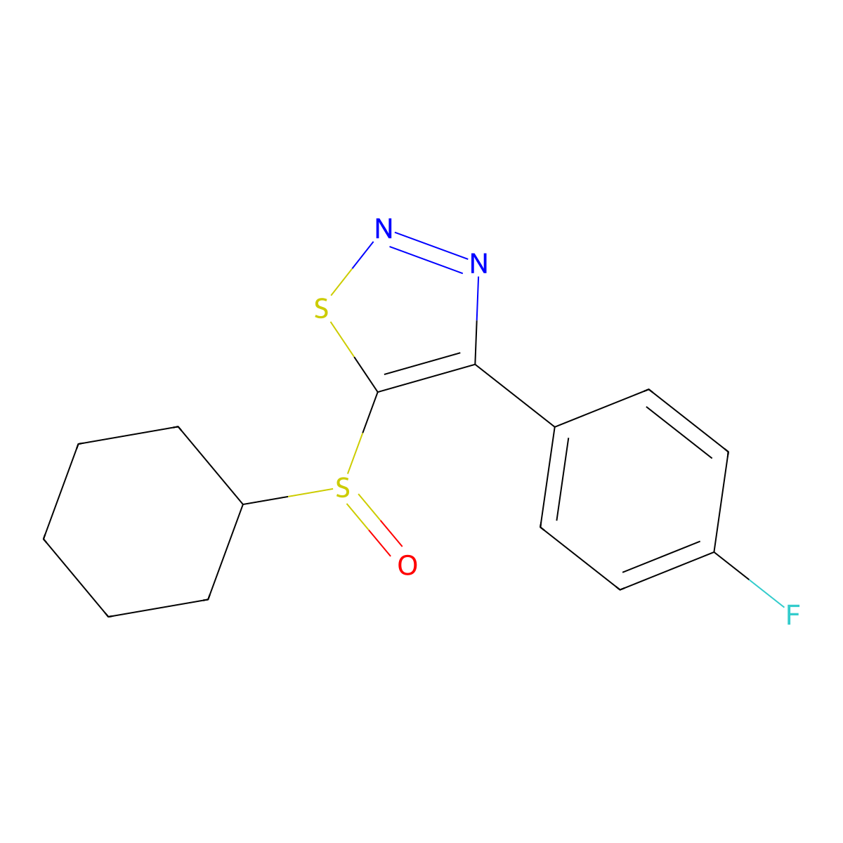 5-(Cyclohexylsulfinyl)-4-(4-fluorophenyl)-1,2,3-thiadiazole molecular structure, CAS 338408-88-1