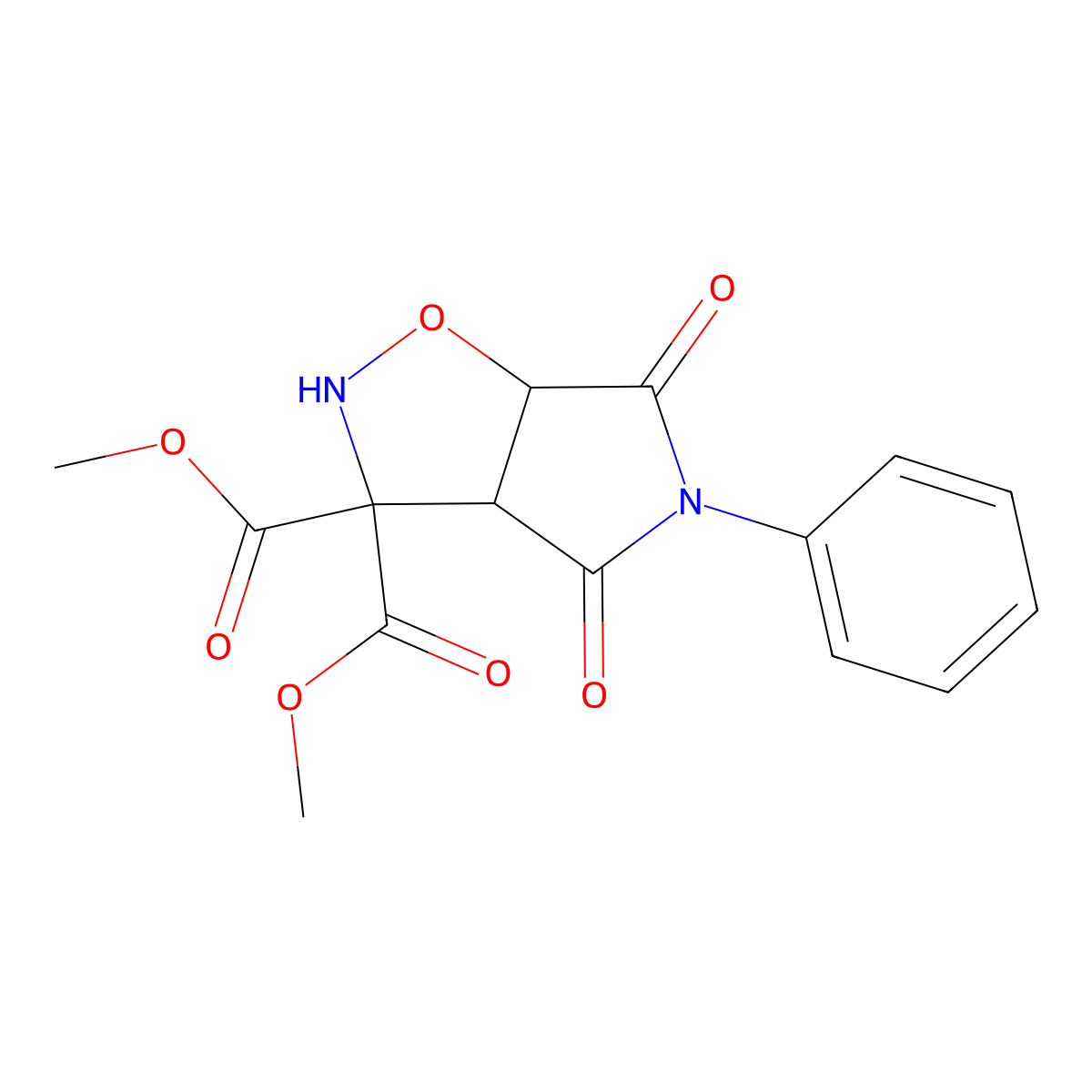 dimethyl 4,6-dioxo-5-phenyltetrahydro-2H-pyrrolo[3,4-d]isoxazole-3,3(3aH)-dicarboxylate molecular structure, CAS 338408-97-2