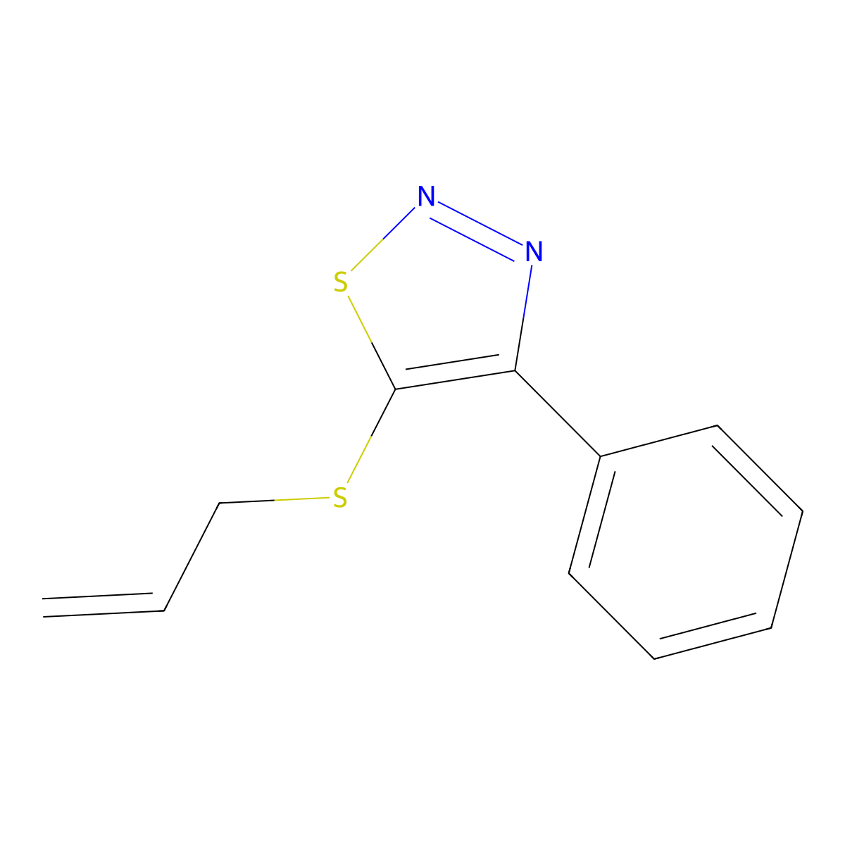 Allyl 4-phenyl-1,2,3-thiadiazol-5-yl sulfide molecular structure, CAS 338409-00-0