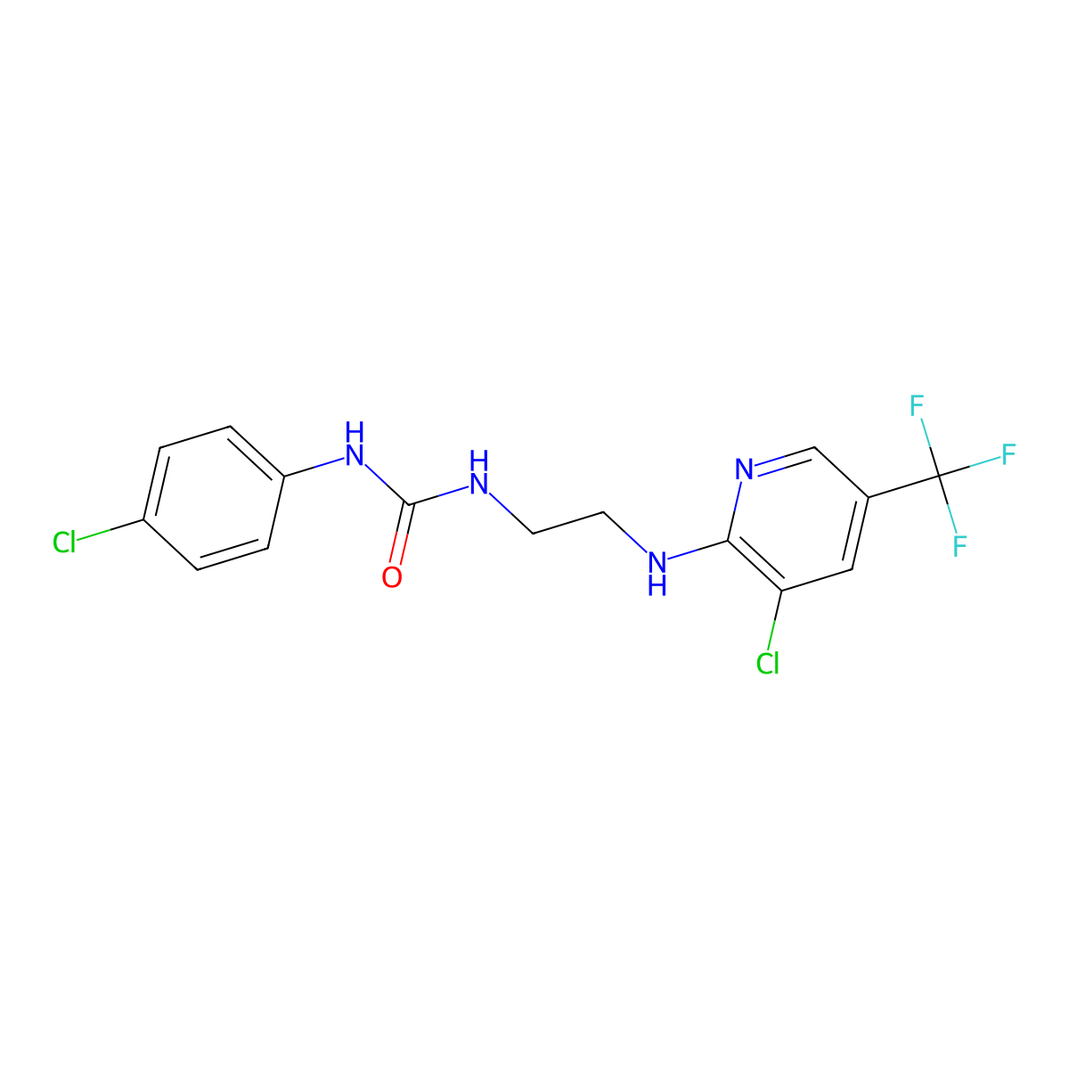 N-(4-chlorophenyl)-N'-(2-{[3-chloro-5-(trifluoromethyl)-2-pyridinyl]amino}ethyl)urea molecular structure, CAS 338409-01-1