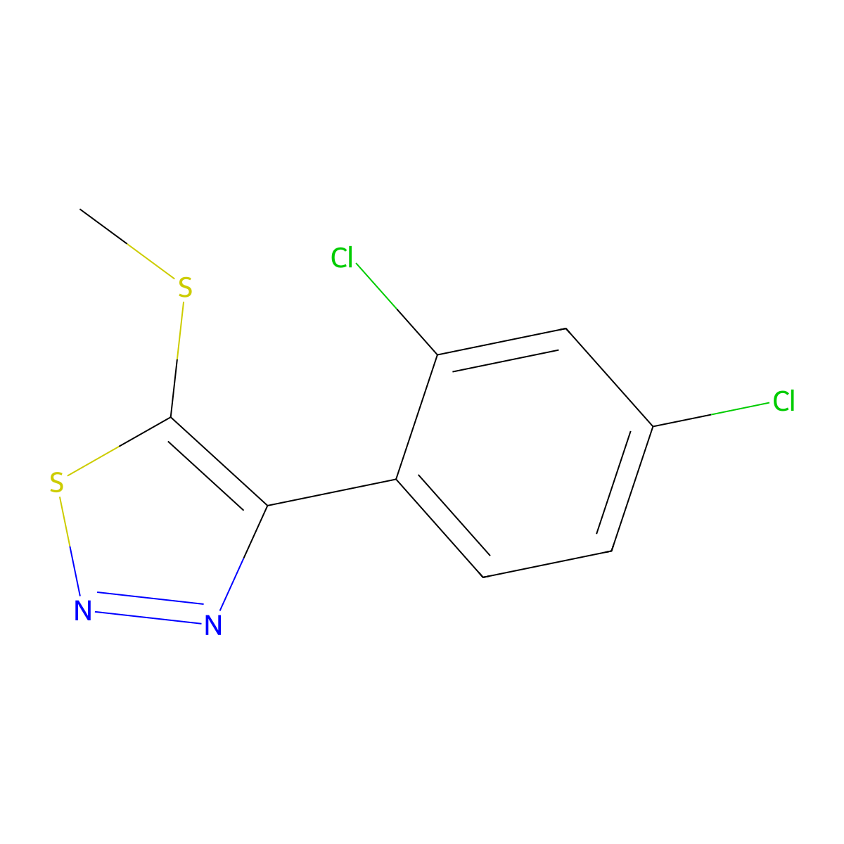 4-(2,4-Dichlorophenyl)-5-(methylsulfanyl)-1,2,3-thiadiazole molecular structure, CAS 338409-02-2