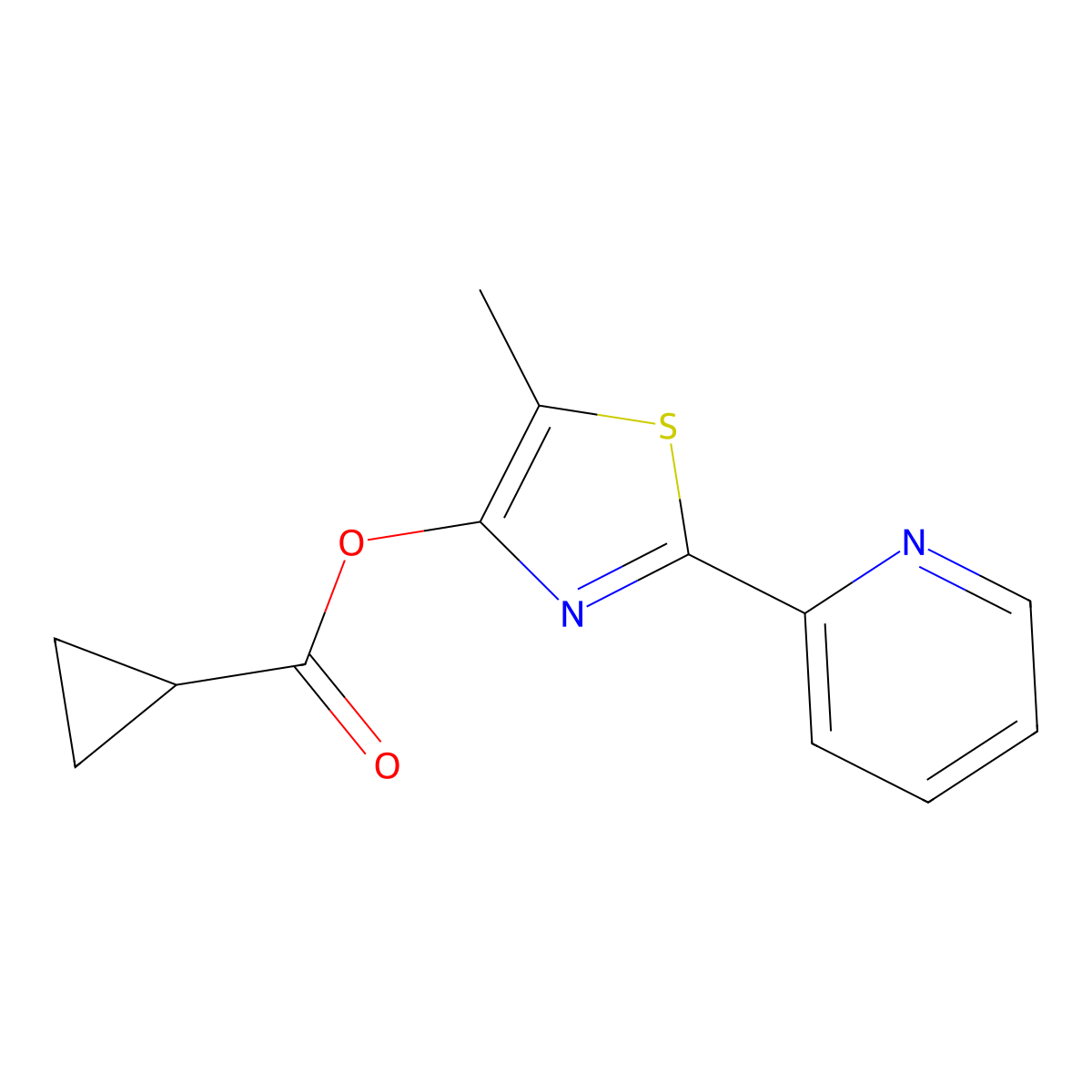 5-Methyl-2-(2-pyridinyl)-1,3-thiazol-4-yl cyclopropanecarboxylate molecular structure, CAS 338409-14-6