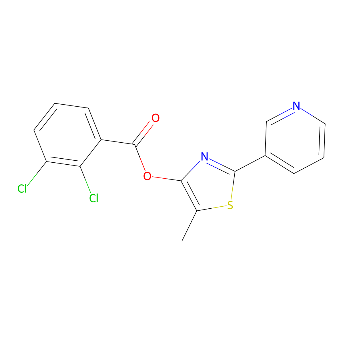 5-Methyl-2-(3-pyridinyl)-1,3-thiazol-4-yl 2,3-dichlorobenzenecarboxylate molecular structure, CAS 338409-18-0
