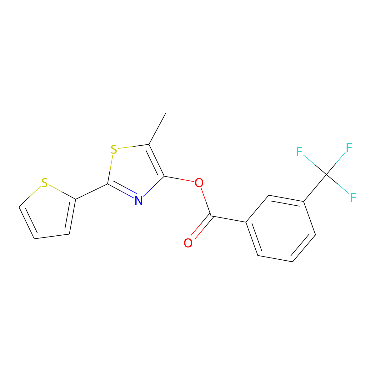 5-Methyl-2-(2-thienyl)-1,3-thiazol-4-yl 3-(trifluoromethyl)benzenecarboxylate molecular structure, CAS 338409-24-8