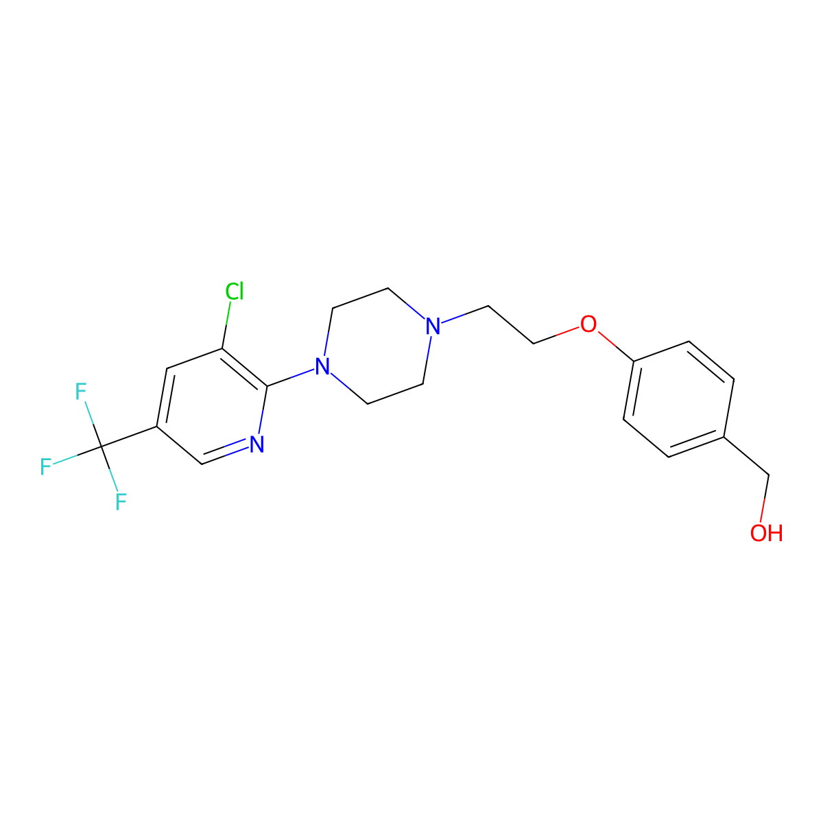 [4-(2-{4-[3-Chloro-5-(trifluoromethyl)pyridin-2-yl]piperazin-1-yl}ethoxy)phenyl]methanol molecular structure, CAS 338409-36-2