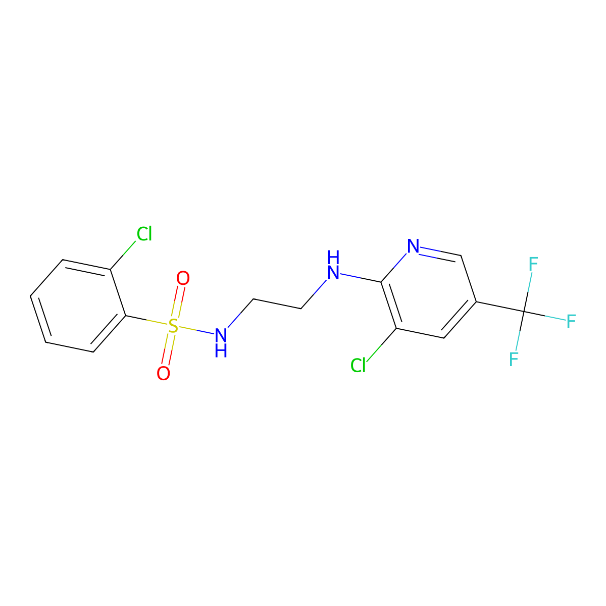 2-chloro-N-(2-{[3-chloro-5-(trifluoromethyl)-2-pyridinyl]amino}ethyl)benzenesulfonamide molecular structure, CAS 338409-38-4