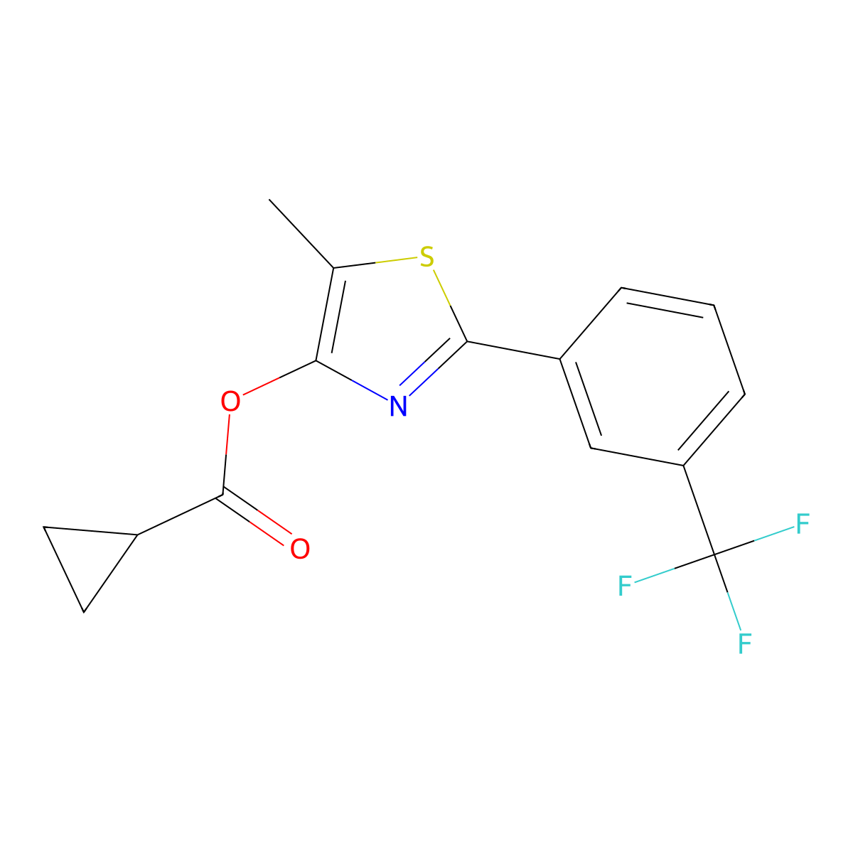 5-Methyl-2-[3-(trifluoromethyl)phenyl]-1,3-thiazol-4-yl cyclopropanecarboxylate molecular structure, CAS 338409-45-3