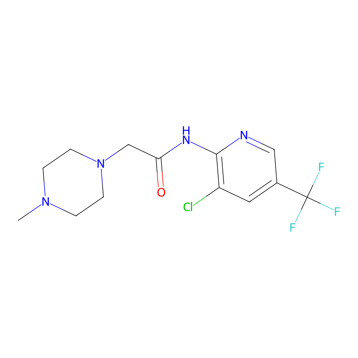 N-[3-chloro-5-(trifluoromethyl)pyridin-2-yl]-2-(4-methylpiperazin-1-yl)acetamide molecular structure, CAS 338409-48-6