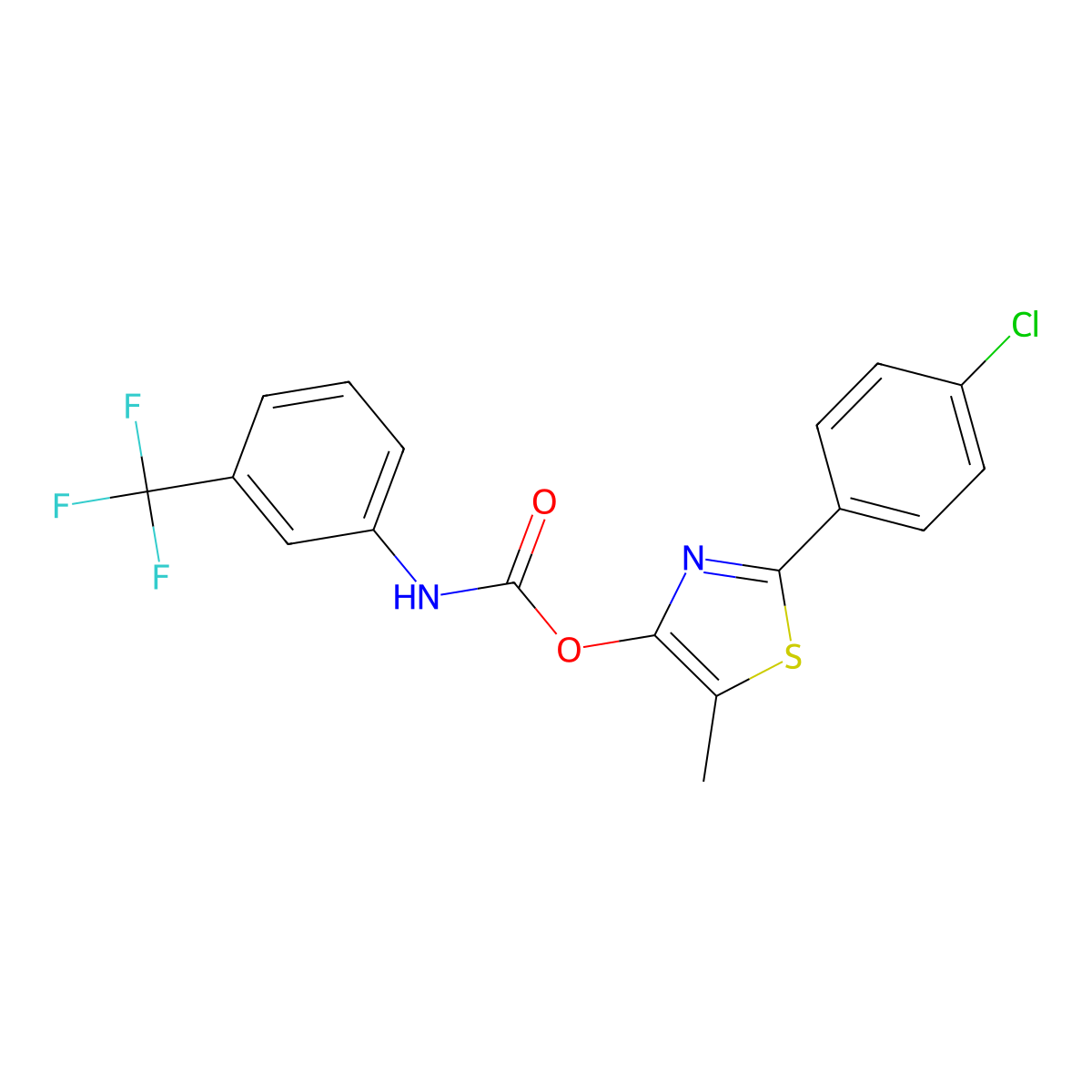 2-(4-chlorophenyl)-5-methyl-1,3-thiazol-4-yl N-[3-(trifluoromethyl)phenyl]carbamate molecular structure, CAS 338409-51-1