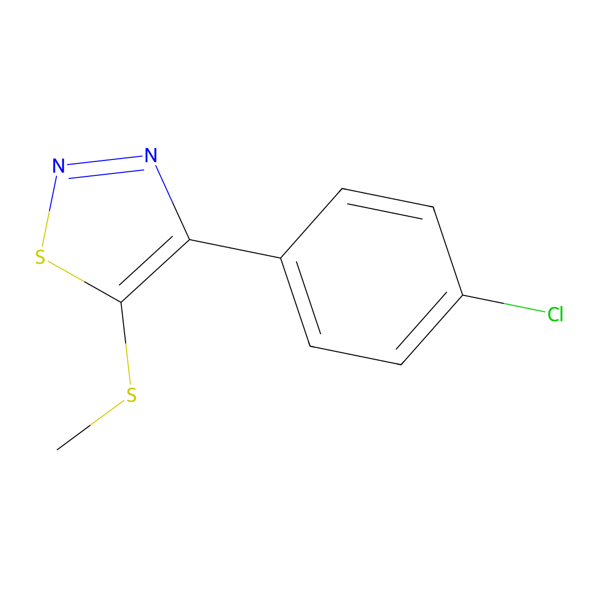 4-(4-Chlorophenyl)-5-(methylsulfanyl)-1,2,3-thiadiazole molecular structure, CAS 338409-73-7