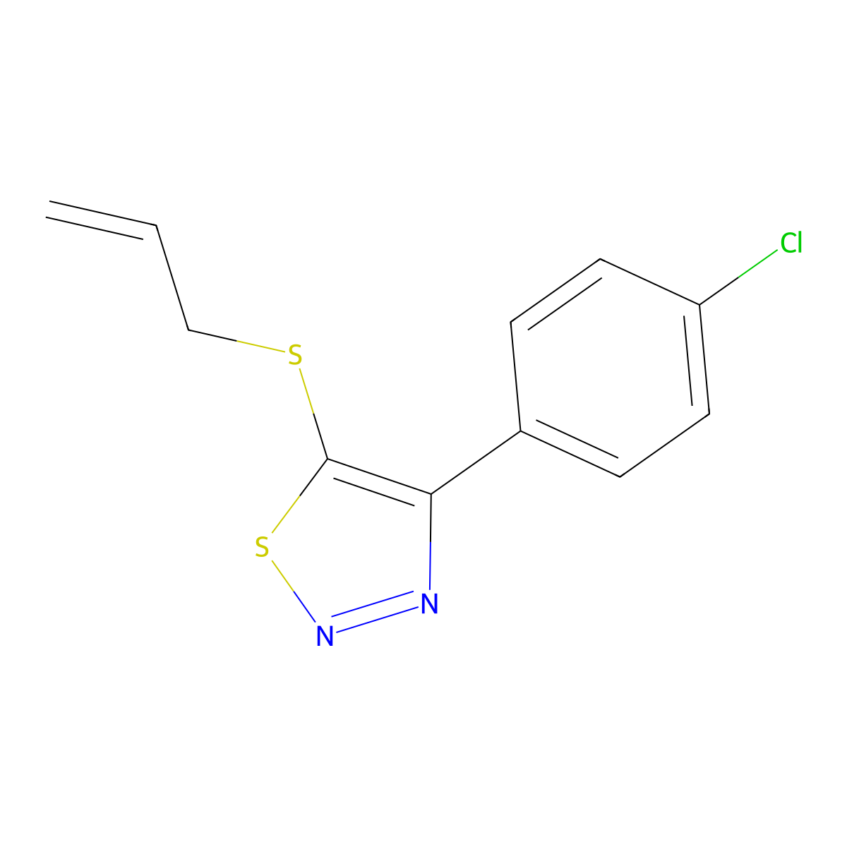 5-(Allylsulfanyl)-4-(4-chlorophenyl)-1,2,3-thiadiazole molecular structure, CAS 338409-74-8