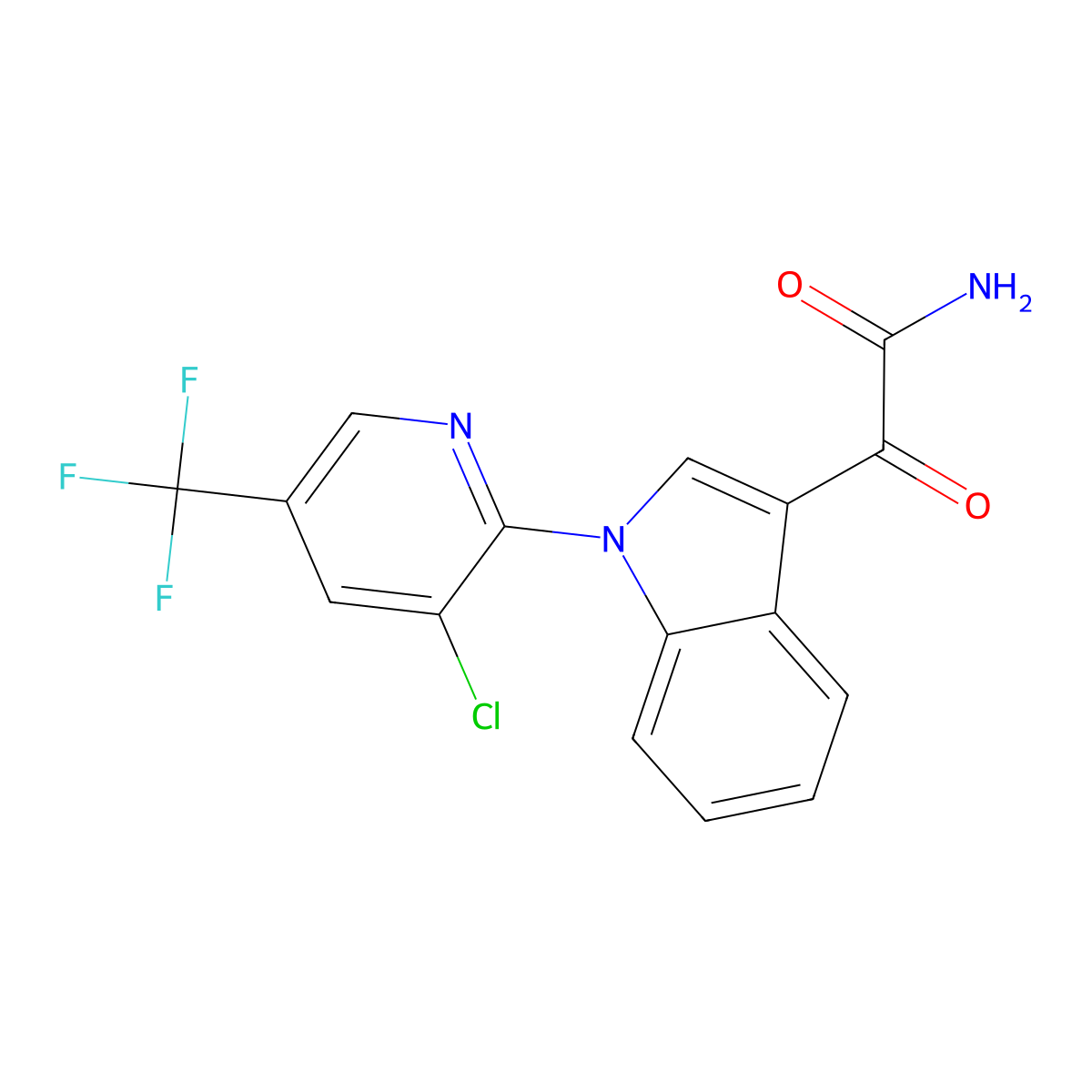 2-{1-[3-chloro-5-(trifluoromethyl)-2-pyridinyl]-1H-indol-3-yl}-2-oxoacetamide molecular structure, CAS 338409-90-8