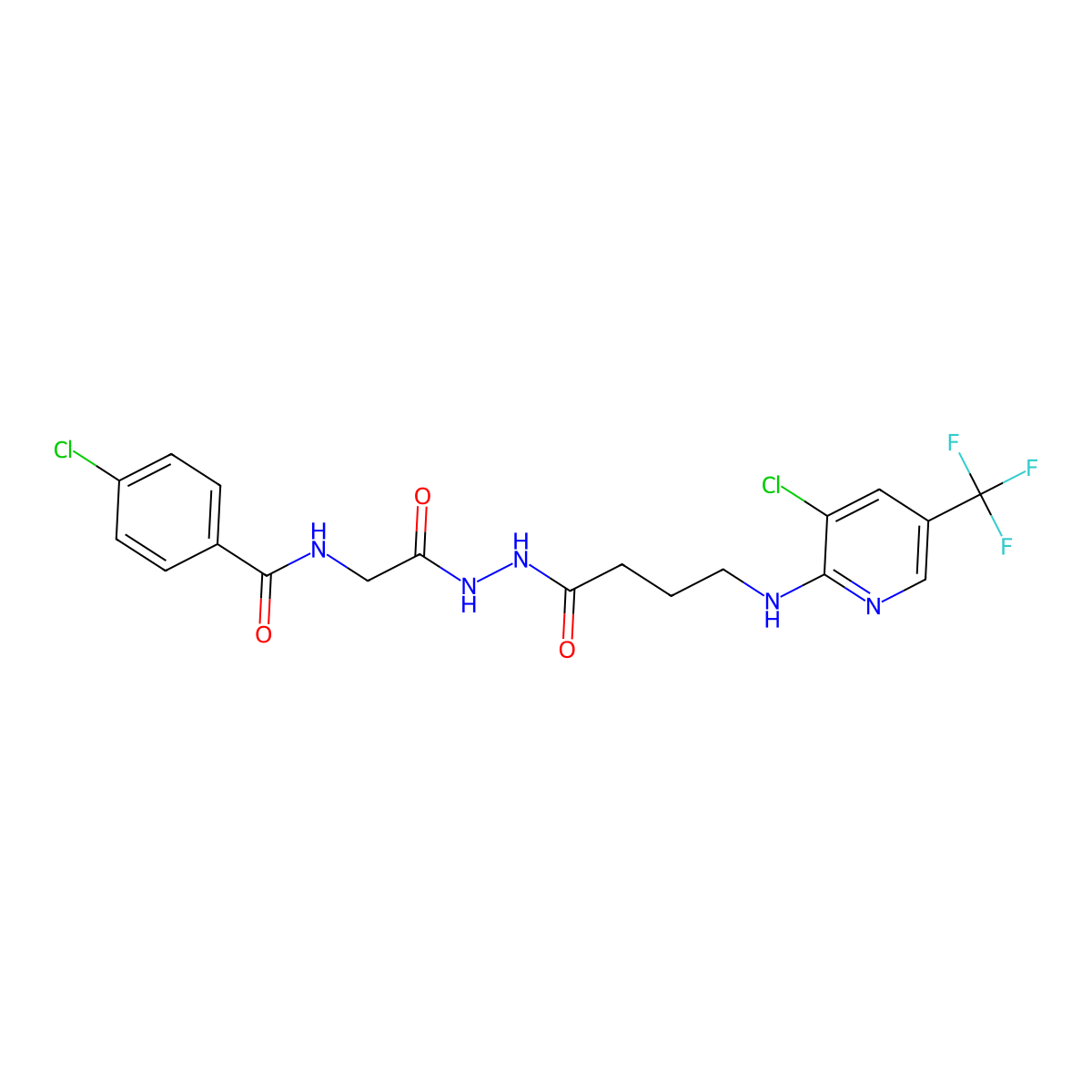 4-chloro-N-{2-[2-(4-{[3-chloro-5-(trifluoromethyl)-2-pyridinyl]amino}butanoyl)hydrazino]-2-oxoethyl}benzenecarboxamide molecular structure, CAS 338409-93-1
