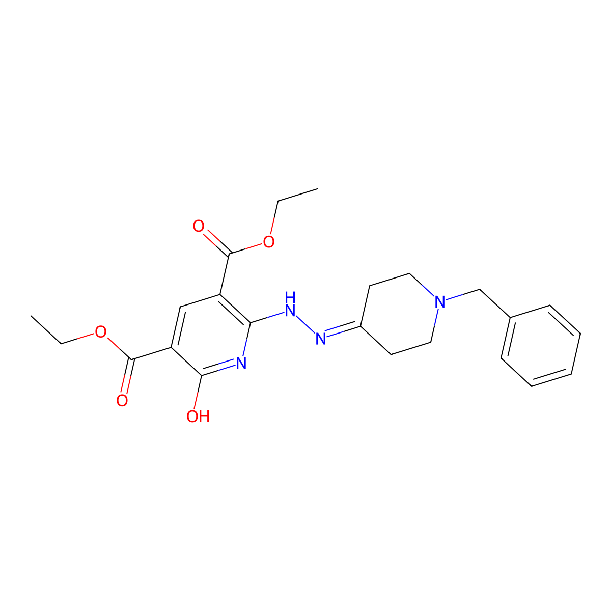 Diethyl 2-[2-(1-benzyl-4-piperidinylidene)hydrazino]-6-hydroxy-3,5-pyridinedicarboxylate molecular structure, CAS 338410-22-3