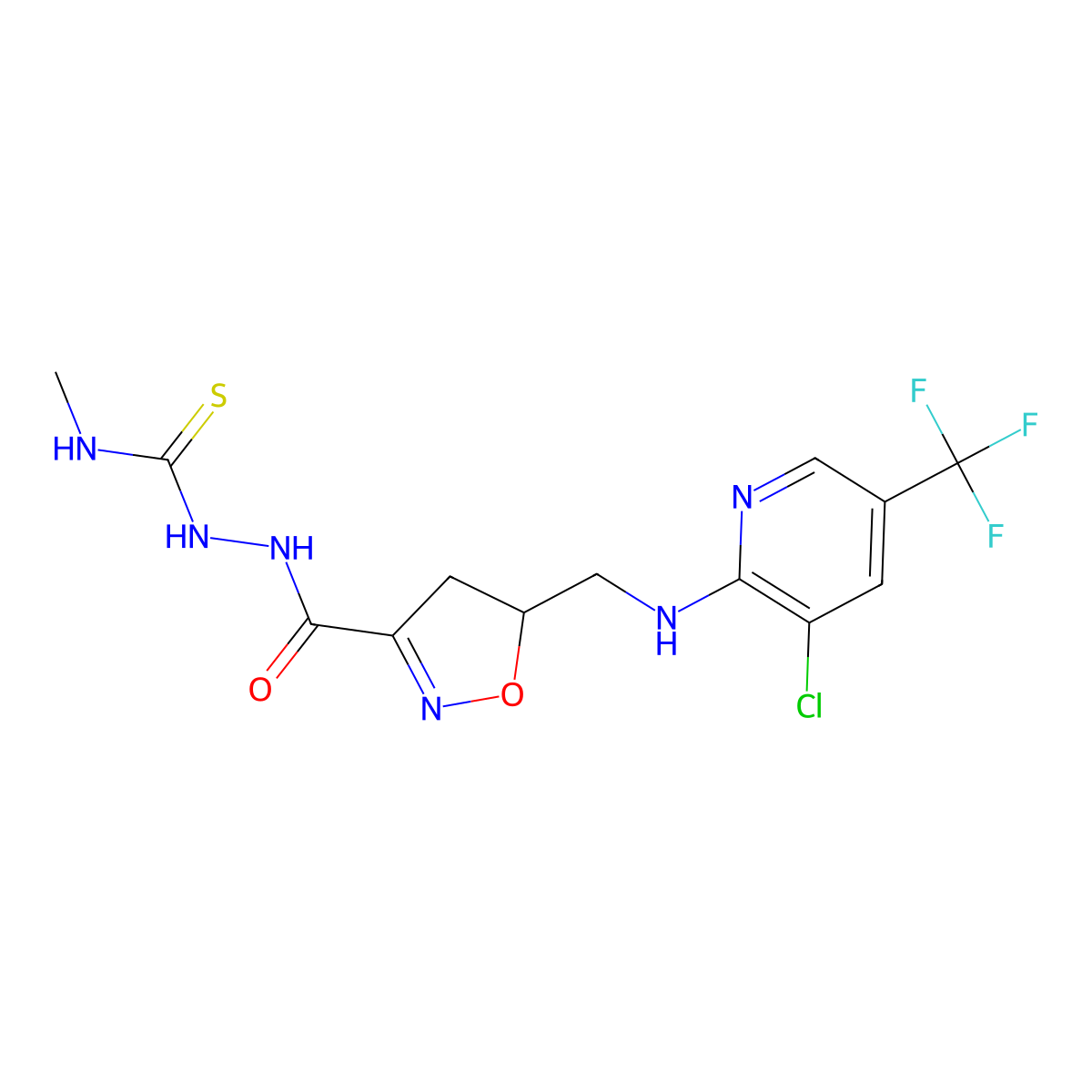 2-{[5-({[3-chloro-5-(trifluoromethyl)-2-pyridinyl]amino}methyl)-4,5-dihydro-3-isoxazolyl]carbonyl}-N-methyl-1-hydrazinecarbothioamide molecular structure, CAS 338410-32-5