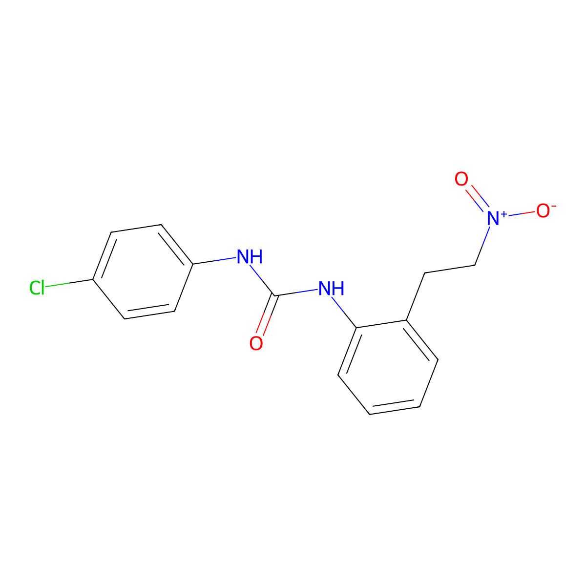 N-(4-chlorophenyl)-N'-[2-(2-nitroethyl)phenyl]urea molecular structure, CAS 338410-35-8