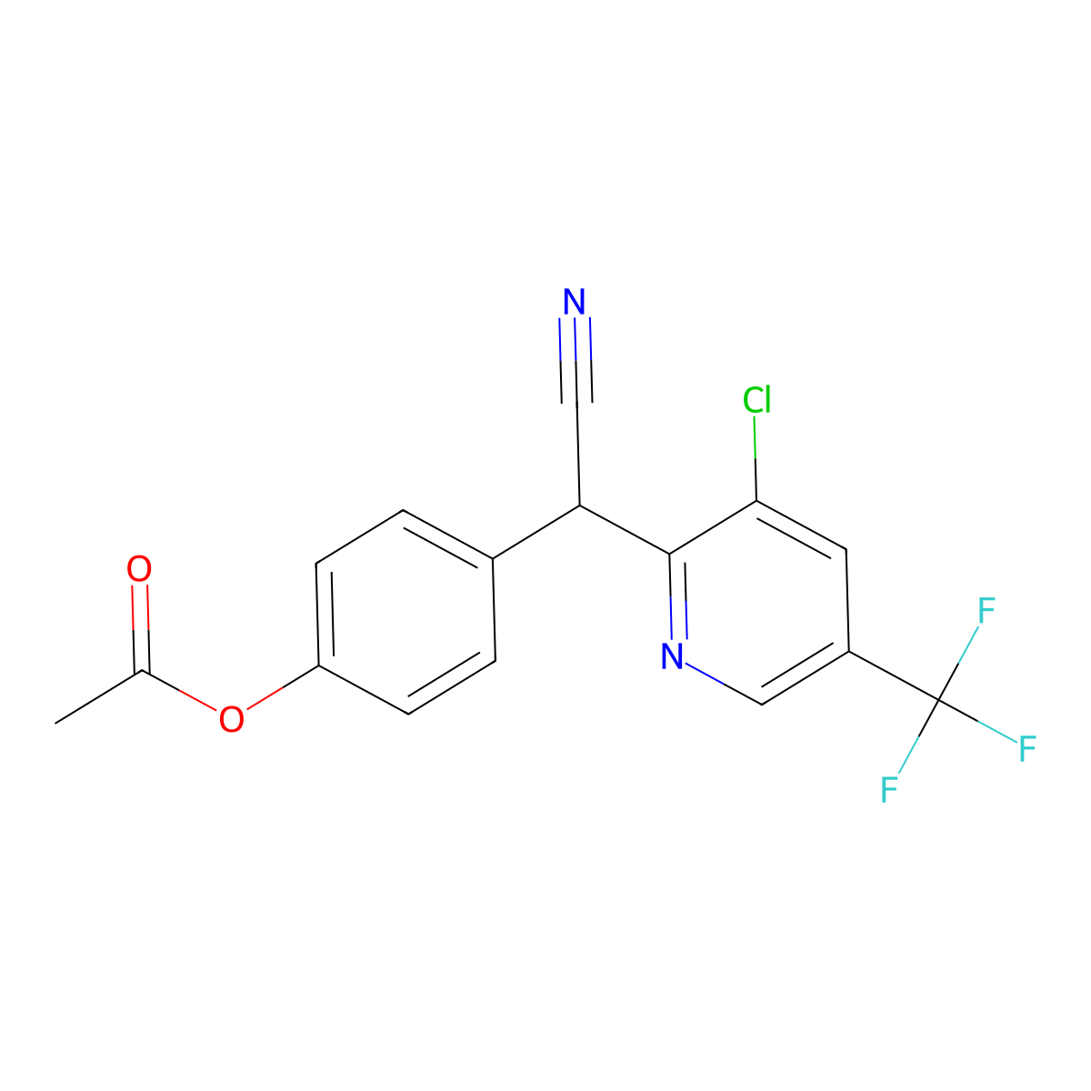 4-[[3-Chloro-5-(trifluoromethyl)-2-pyridinyl](cyano)methyl]phenyl acetate molecular structure, CAS 338410-39-2
