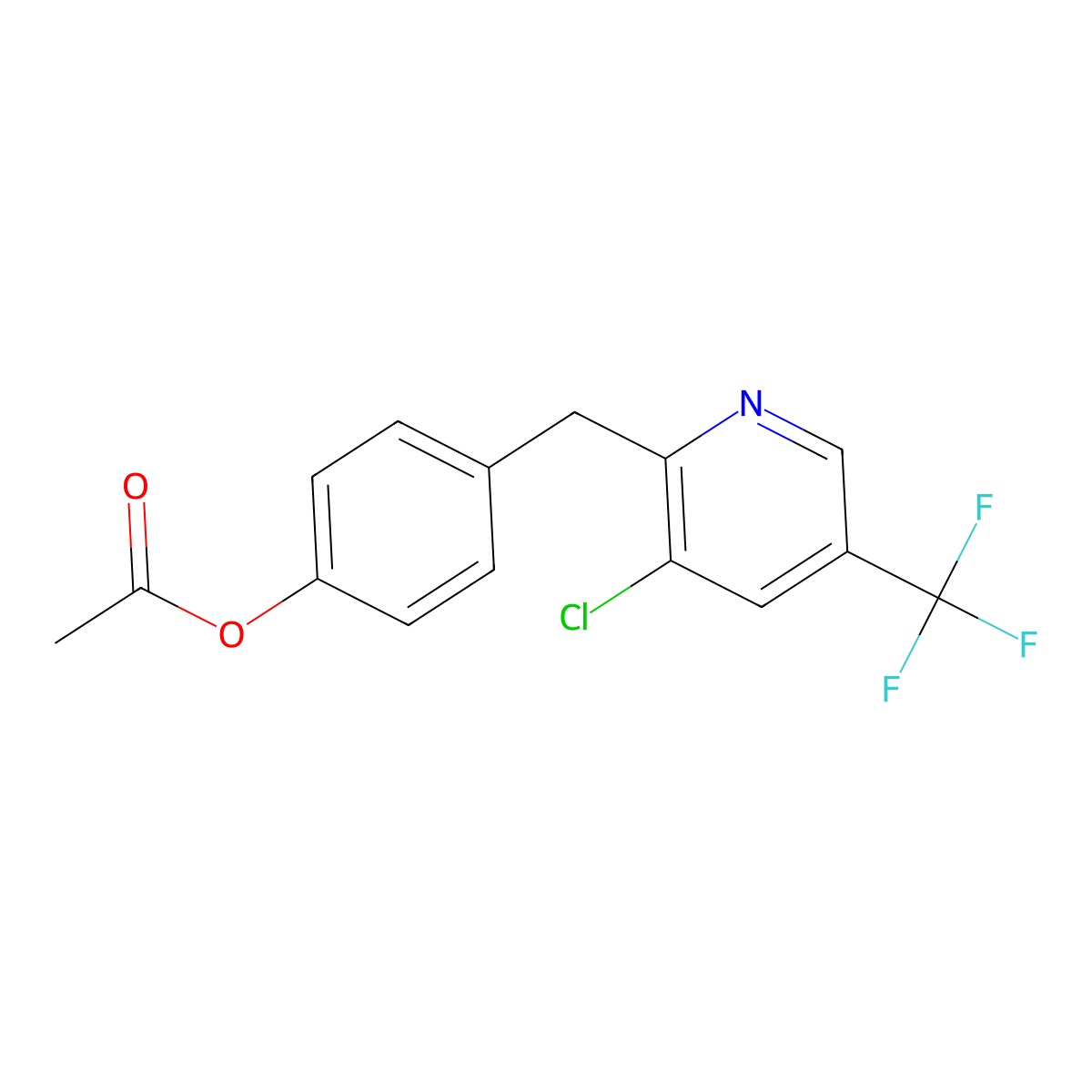 4-{[3-Chloro-5-(trifluoromethyl)-2-pyridinyl]methyl}phenyl acetate molecular structure, CAS 338410-48-3
