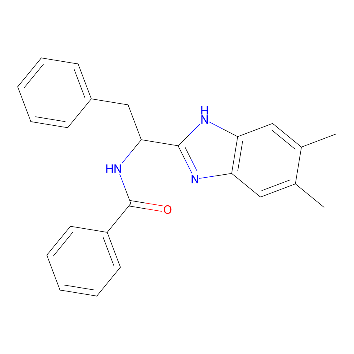N-(1-(5,6-Dimethyl-1H-1,3-benzimidazol-2-yl)-2-phenylethyl)benzenecarboxamide molecular structure, CAS 338410-51-8