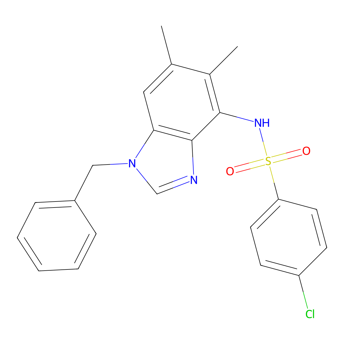 N-(1-benzyl-5,6-dimethyl-1H-1,3-benzimidazol-4-yl)-4-chlorobenzenesulfonamide molecular structure, CAS 338410-62-1