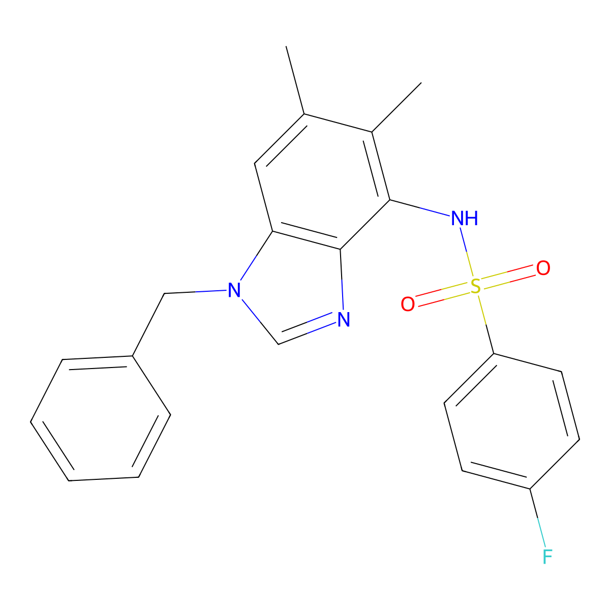 N-(1-benzyl-5,6-dimethyl-1H-1,3-benzimidazol-4-yl)-4-fluorobenzenesulfonamide molecular structure, CAS 338410-63-2