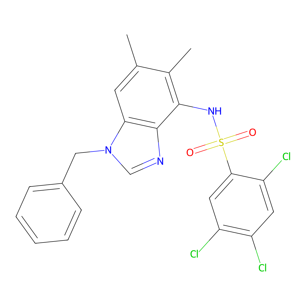 N-(1-benzyl-5,6-dimethyl-1H-1,3-benzimidazol-4-yl)-2,4,5-trichlorobenzenesulfonamide molecular structure, CAS 338410-67-6