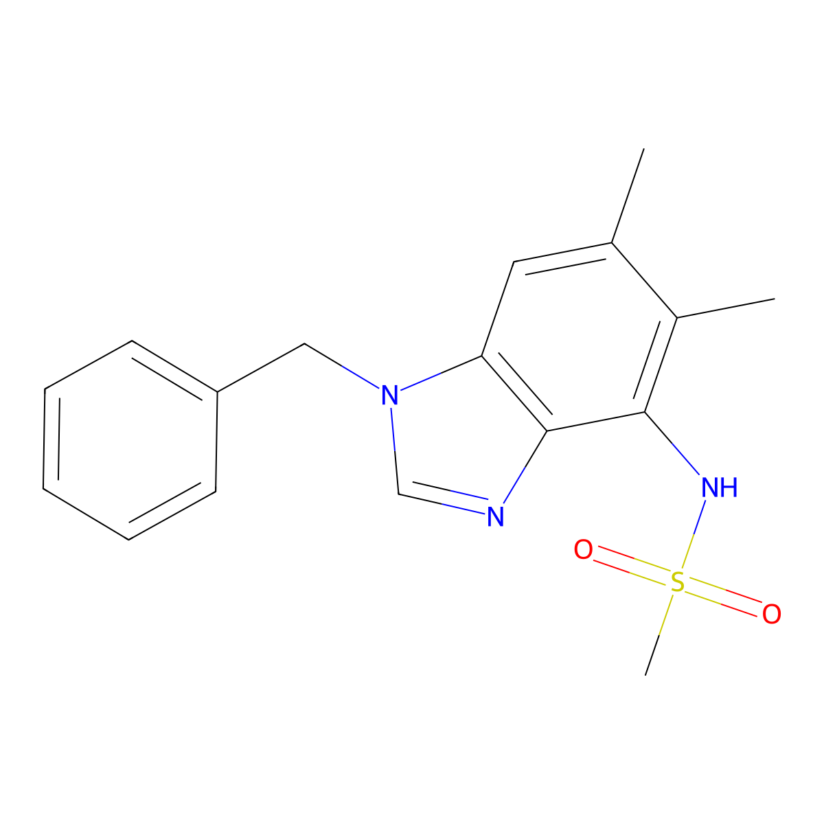 N-(1-benzyl-5,6-dimethyl-1H-1,3-benzimidazol-4-yl)methanesulfonamide molecular structure, CAS 338410-68-7