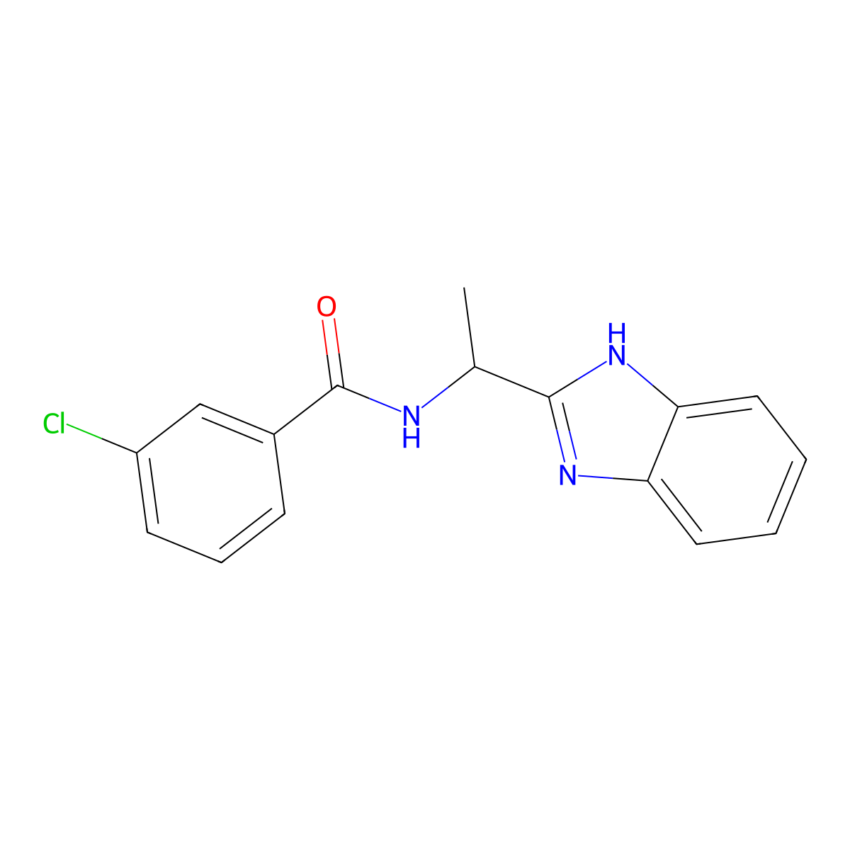 N-[1-(1H-benzimidazol-2-yl)ethyl]-3-chlorobenzamide molecular structure, CAS 338410-73-4