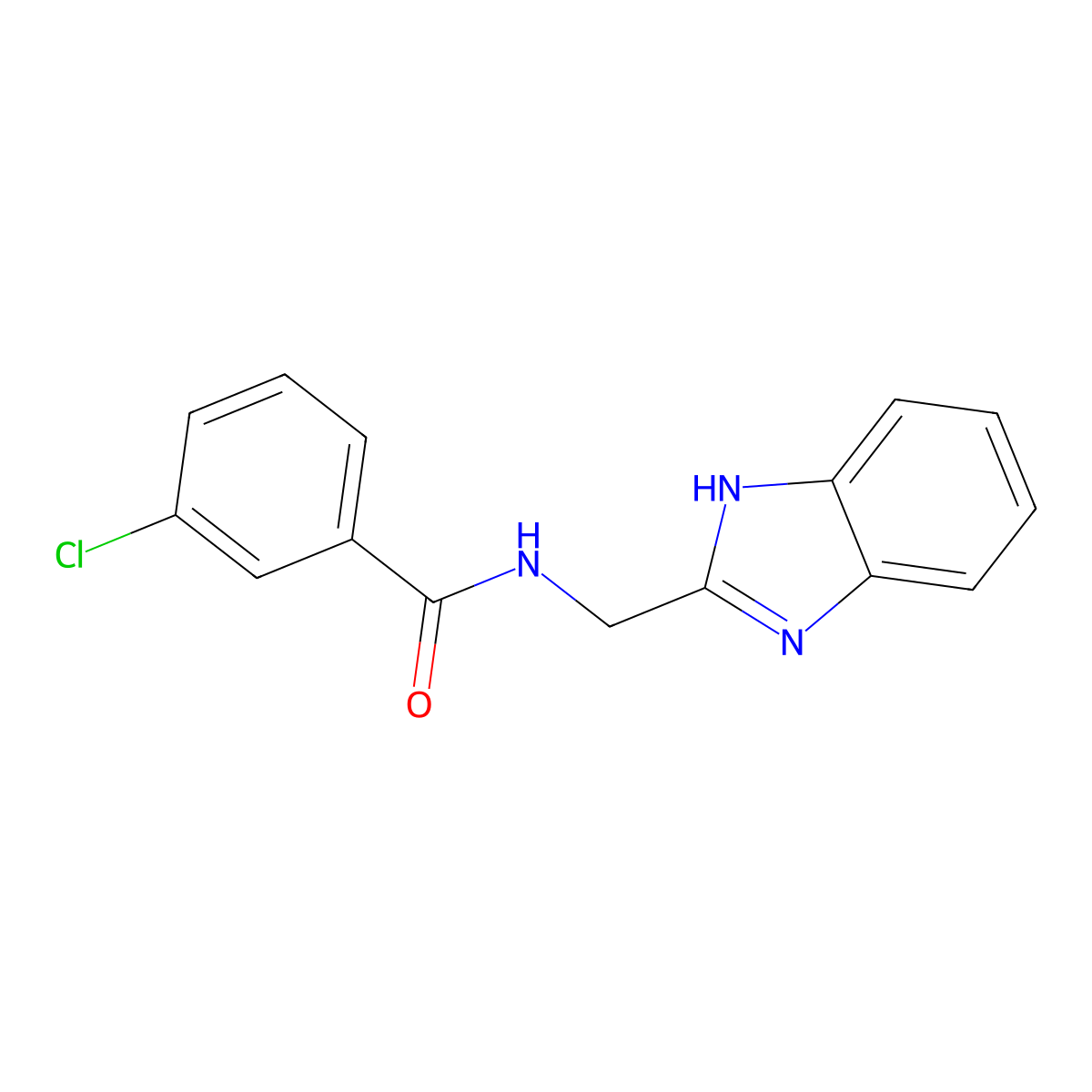 N-(1H-benzimidazol-2-ylmethyl)-3-chlorobenzamide molecular structure, CAS 338410-77-8