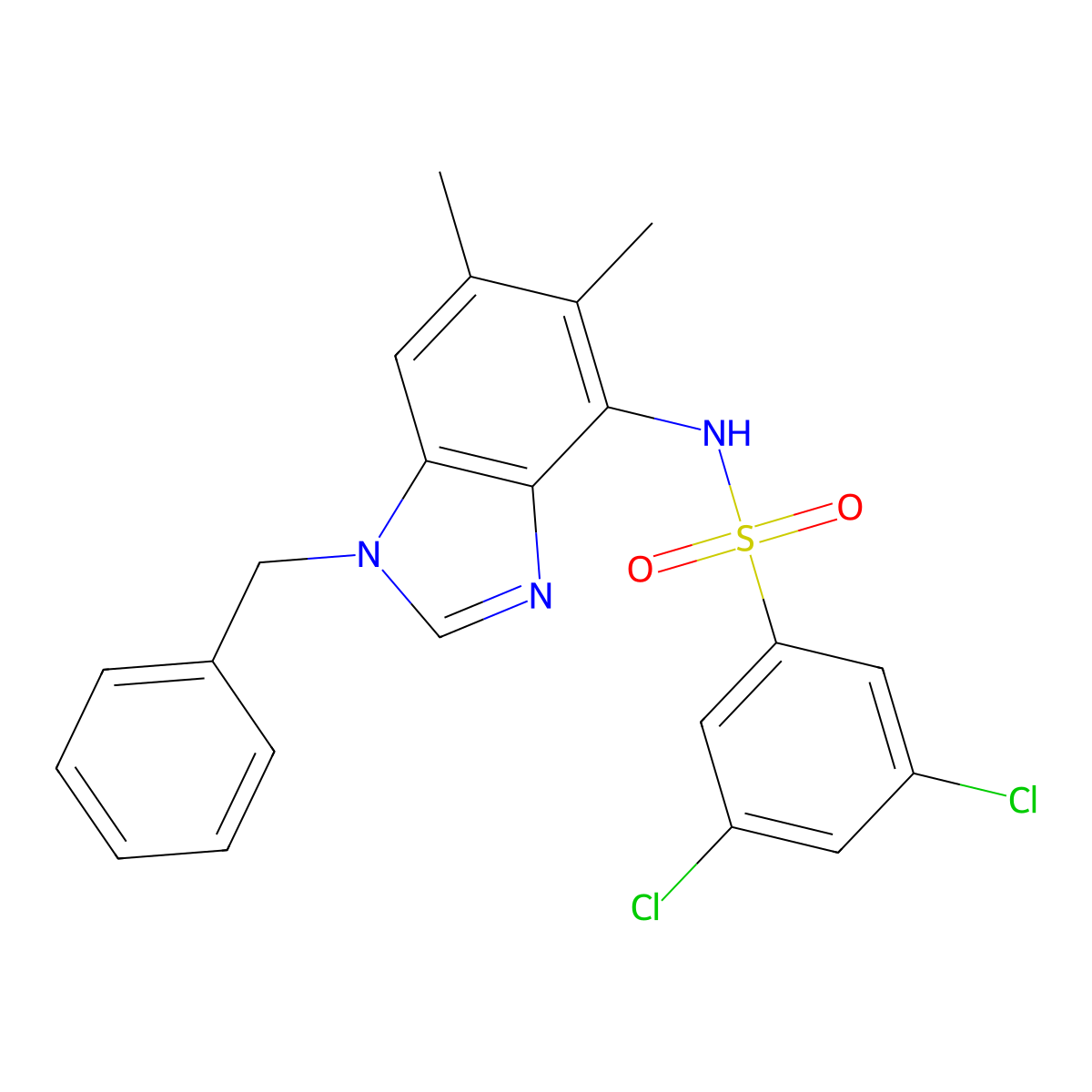 N-(1-benzyl-5,6-dimethyl-1H-1,3-benzimidazol-4-yl)-3,5-dichlorobenzenesulfonamide molecular structure, CAS 338410-81-4