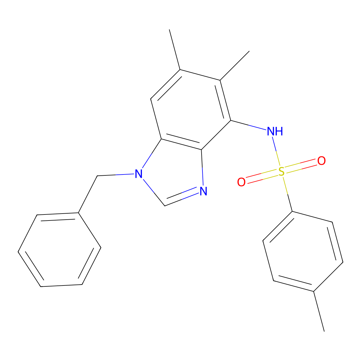 N-(1-benzyl-5,6-dimethyl-1H-1,3-benzimidazol-4-yl)-4-methylbenzenesulfonamide molecular structure, CAS 338410-90-5