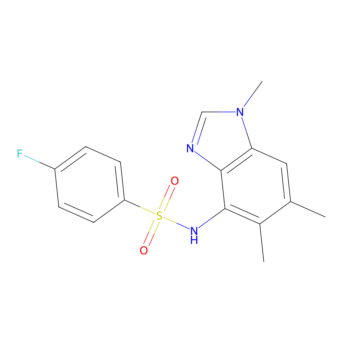 4-fluoro-N-(1,5,6-trimethyl-1H-1,3-benzimidazol-4-yl)benzenesulfonamide molecular structure, CAS 338410-92-7