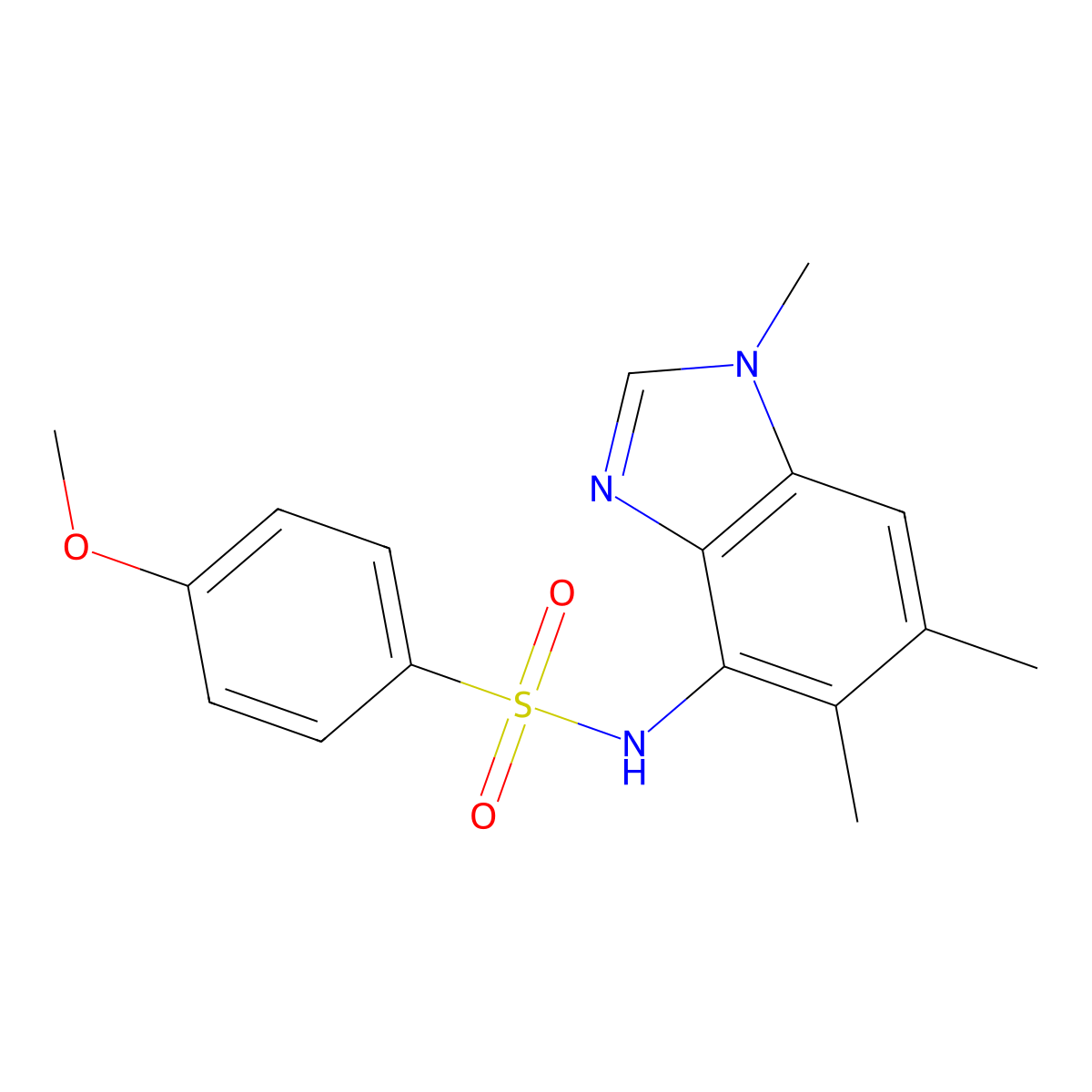 4-methoxy-N-(1,5,6-trimethyl-1H-1,3-benzimidazol-4-yl)benzenesulfonamide molecular structure, CAS 338410-93-8