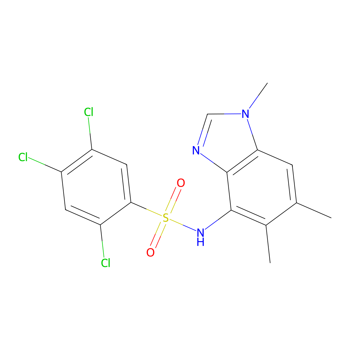 2,4,5-trichloro-N-(1,5,6-trimethyl-1H-1,3-benzimidazol-4-yl)benzenesulfonamide molecular structure, CAS 338410-95-0