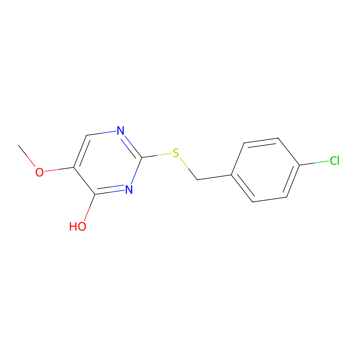 2-((4-Chlorobenzyl)sulfanyl)-5-methoxy-4-pyrimidinol molecular structure, CAS 338410-99-4