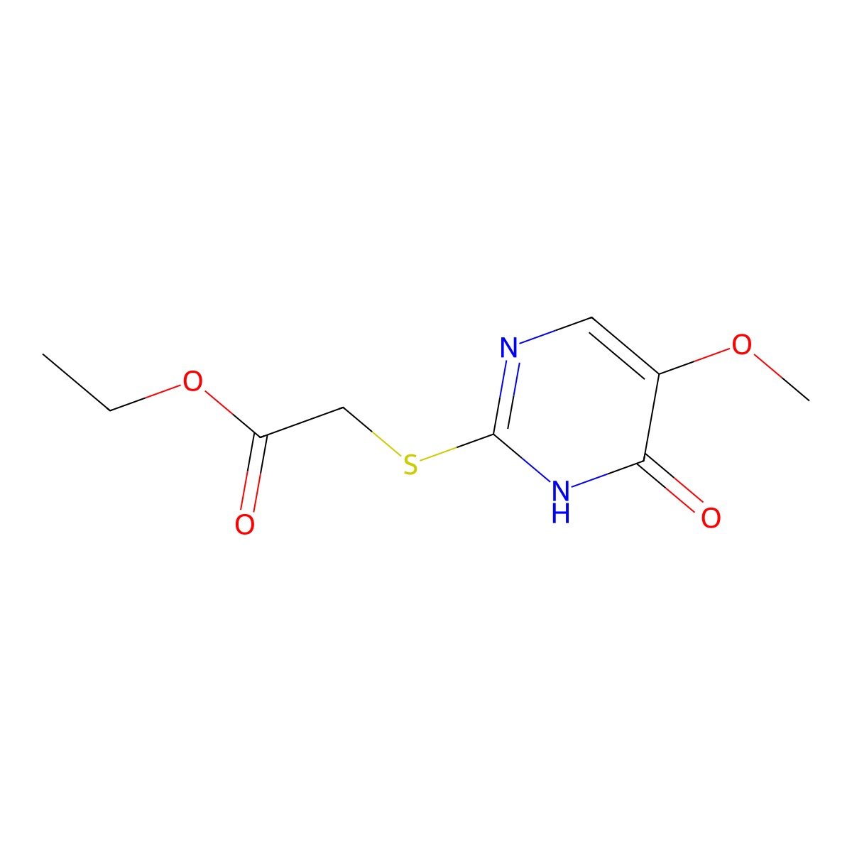 Ethyl 2-[(4-hydroxy-5-methoxy-2-pyrimidinyl)sulfanyl]acetate molecular structure, CAS 338411-02-2